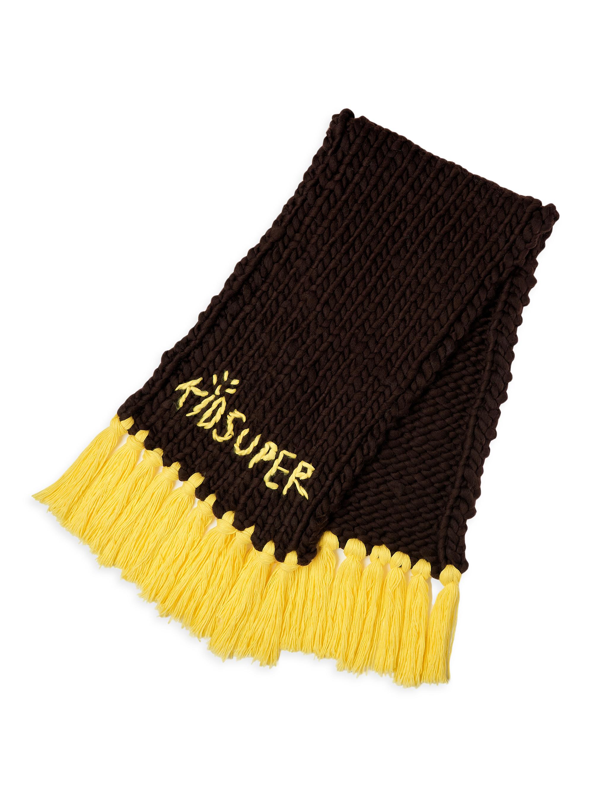 KidSuper Men's Hand Knit Chunky Scarf - Brown