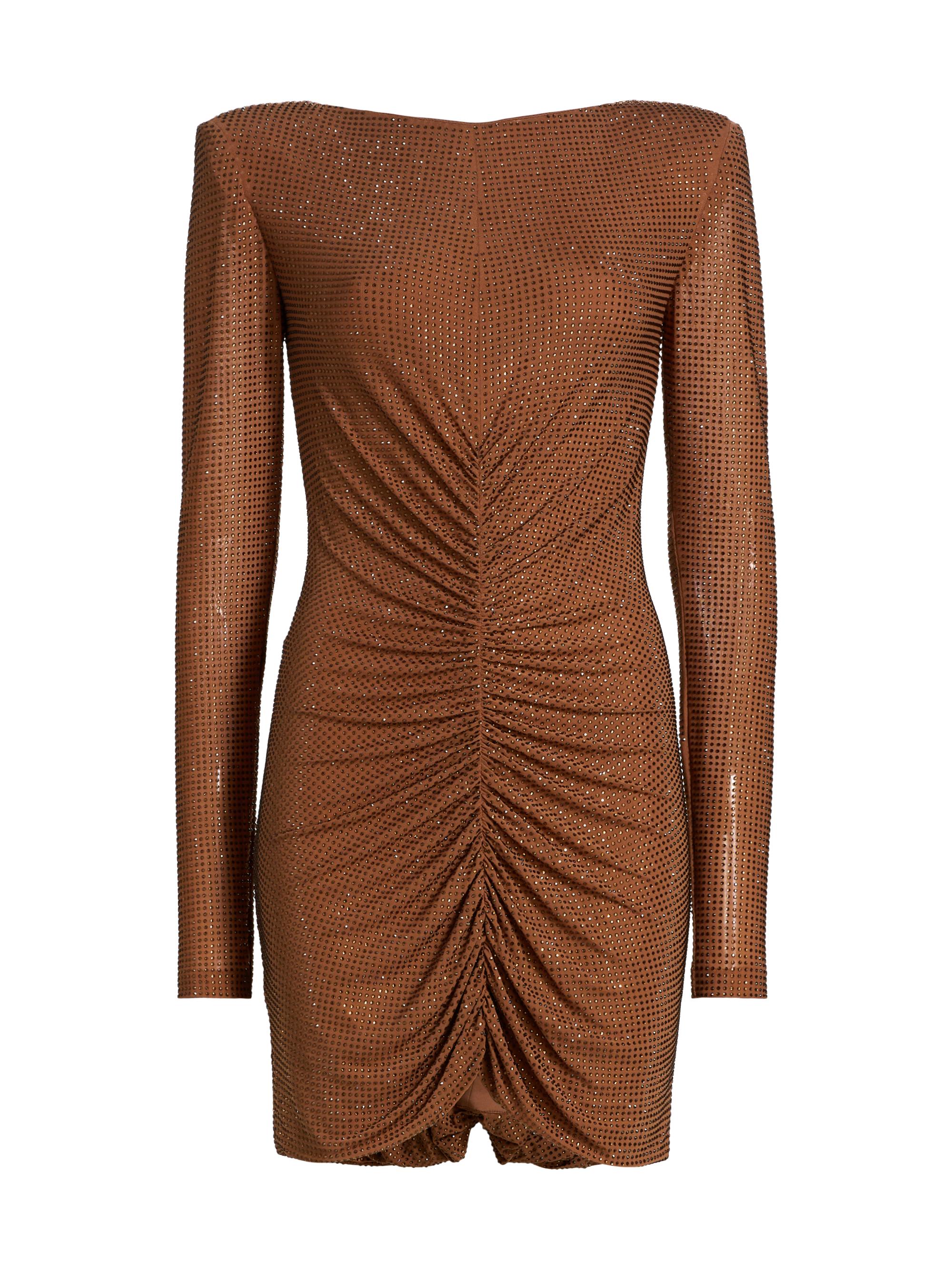 Et Ochs Women's Riley Embellished Ruched Minidress - Cocoa