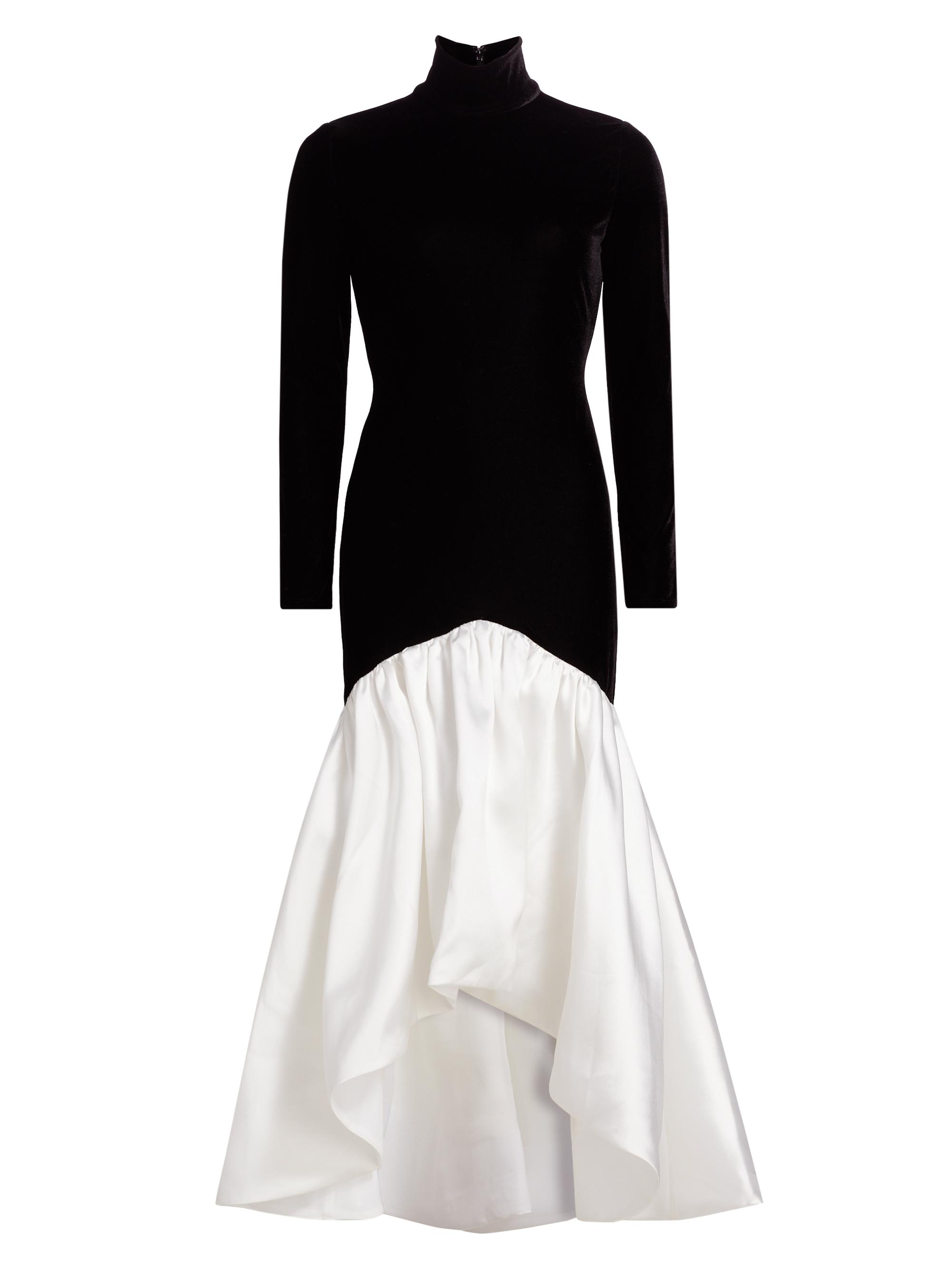 Et Ochs Women's Dylan Mix Media High-Low Mermaid Gown - White Black