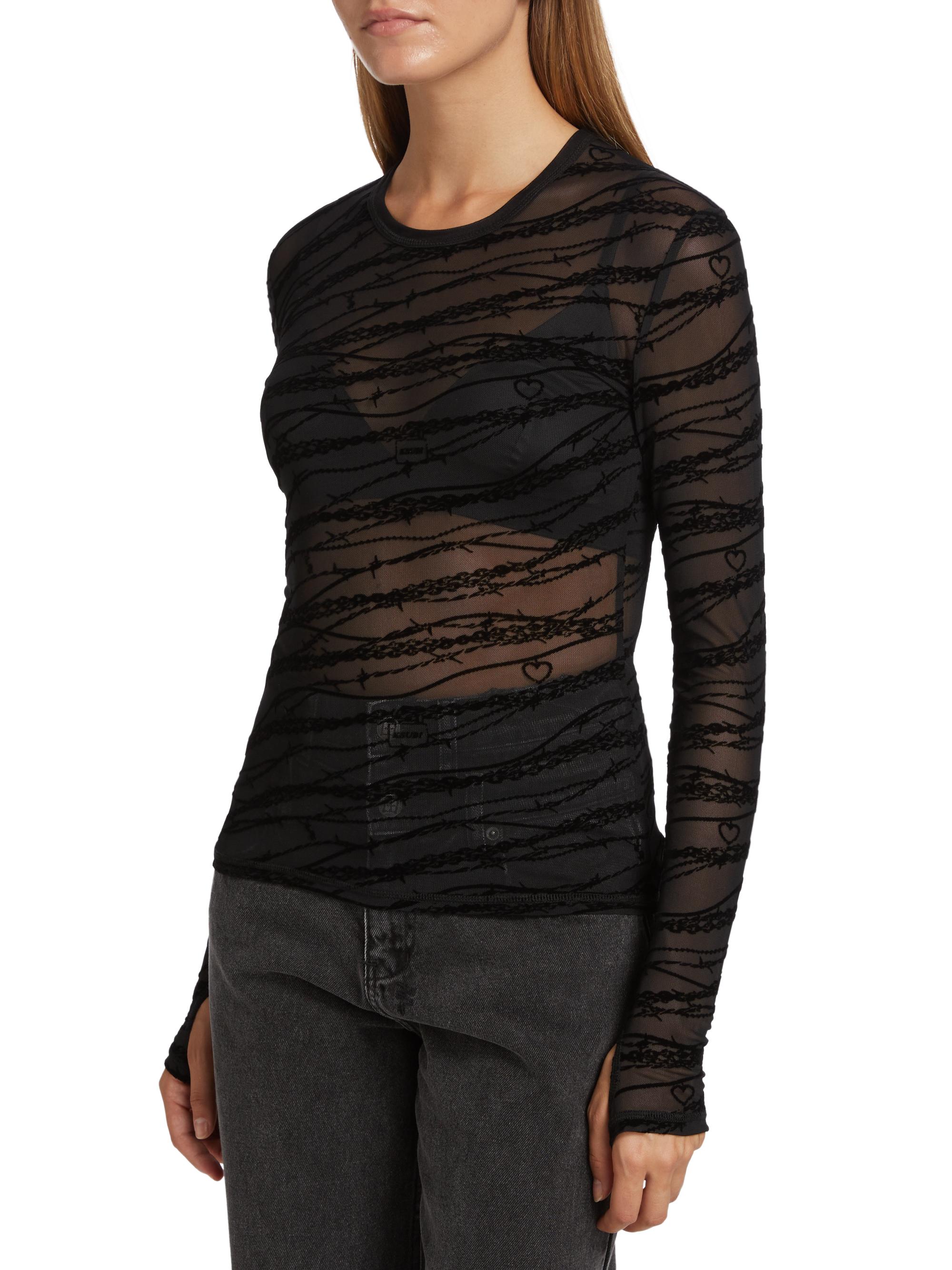 Sliver Mesh Long-Sleeve Top