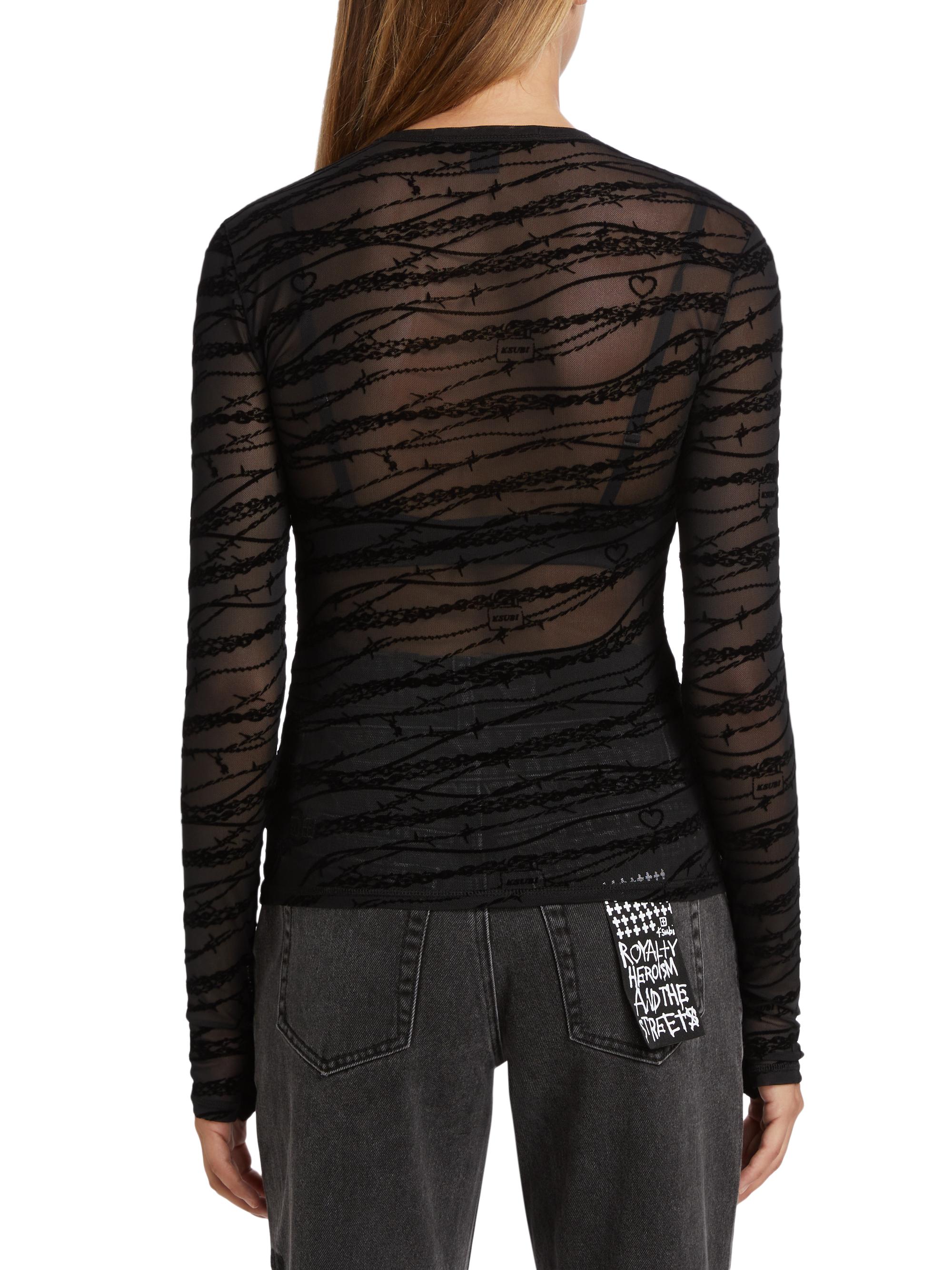 Sliver Mesh Long-Sleeve Top