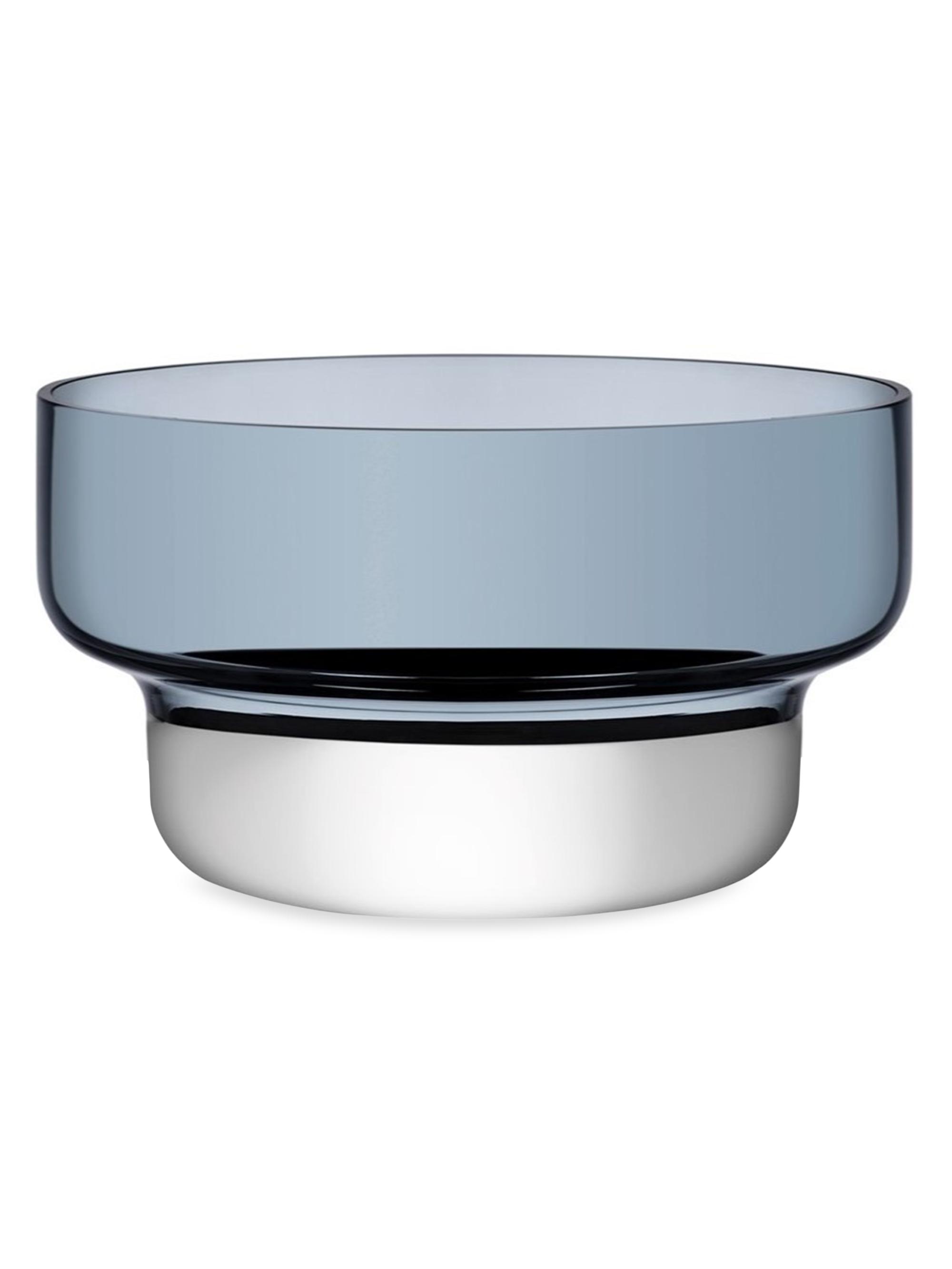 Nude Glass Contour Bowl - Steel Blue