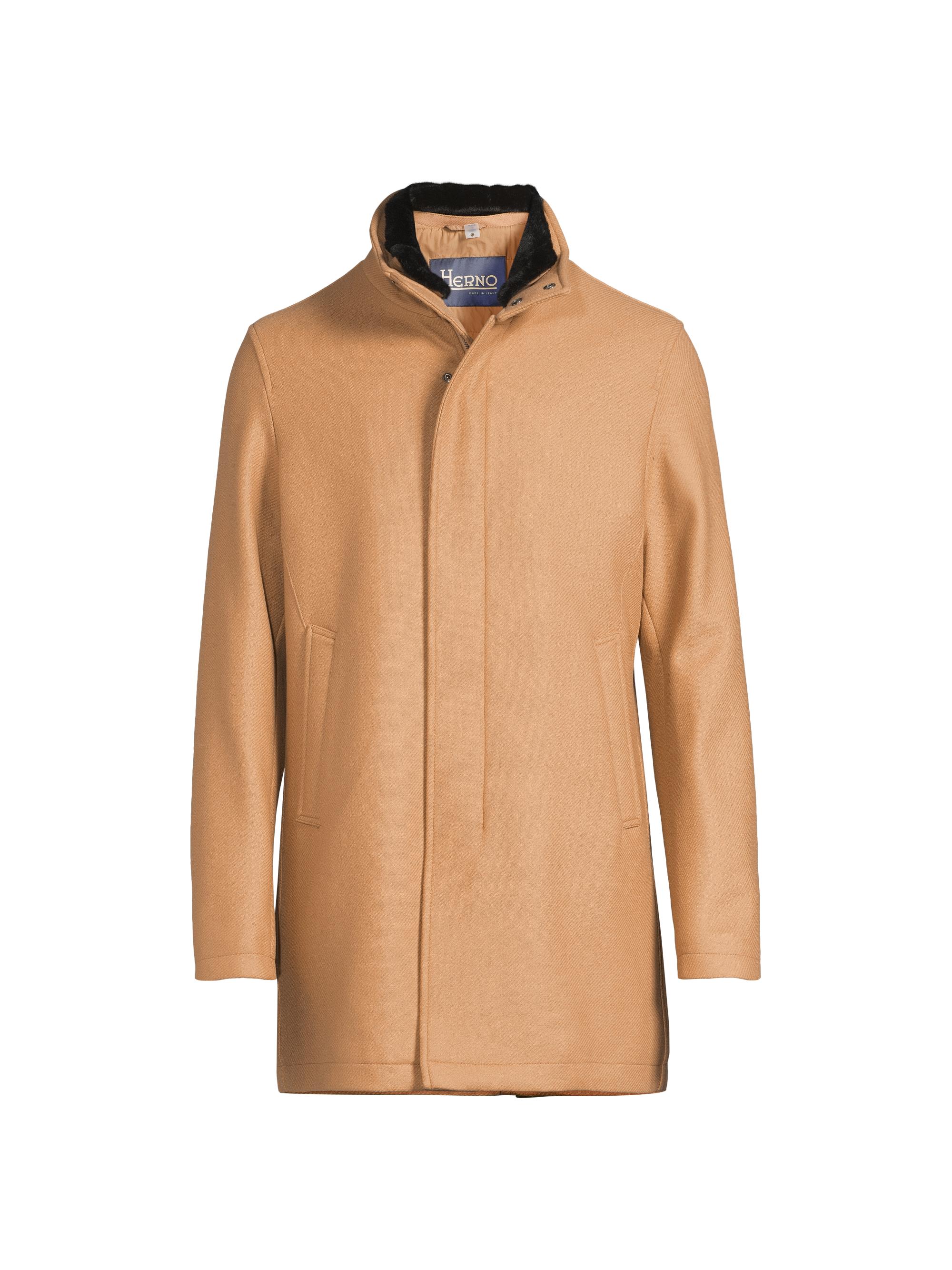 Herno Men's Diagonal Wool Car Coat - Camel