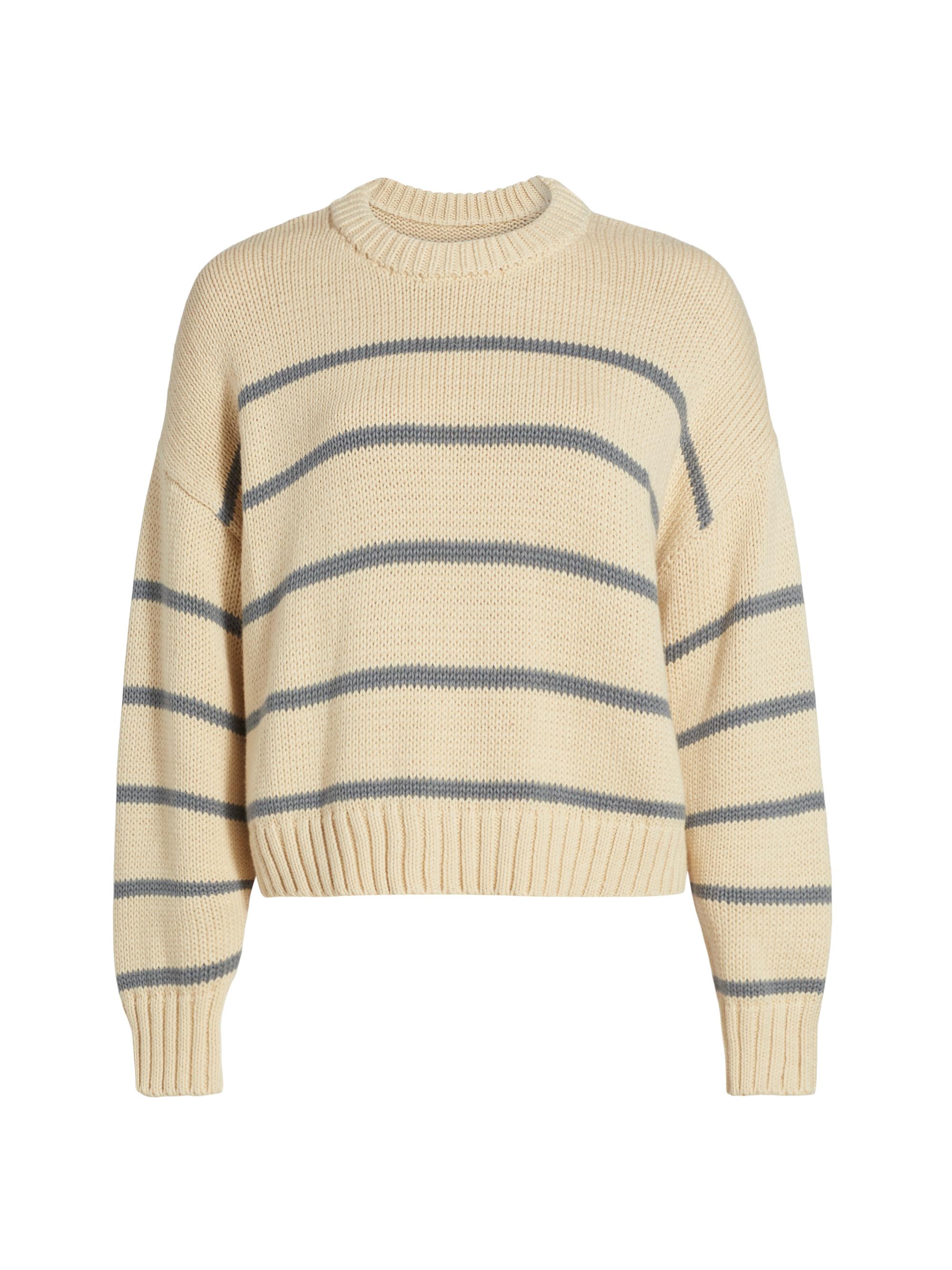 Jenni Kayne Women's Chloe Striped Cotton Sweater - Cream Dusty Blue Stripe