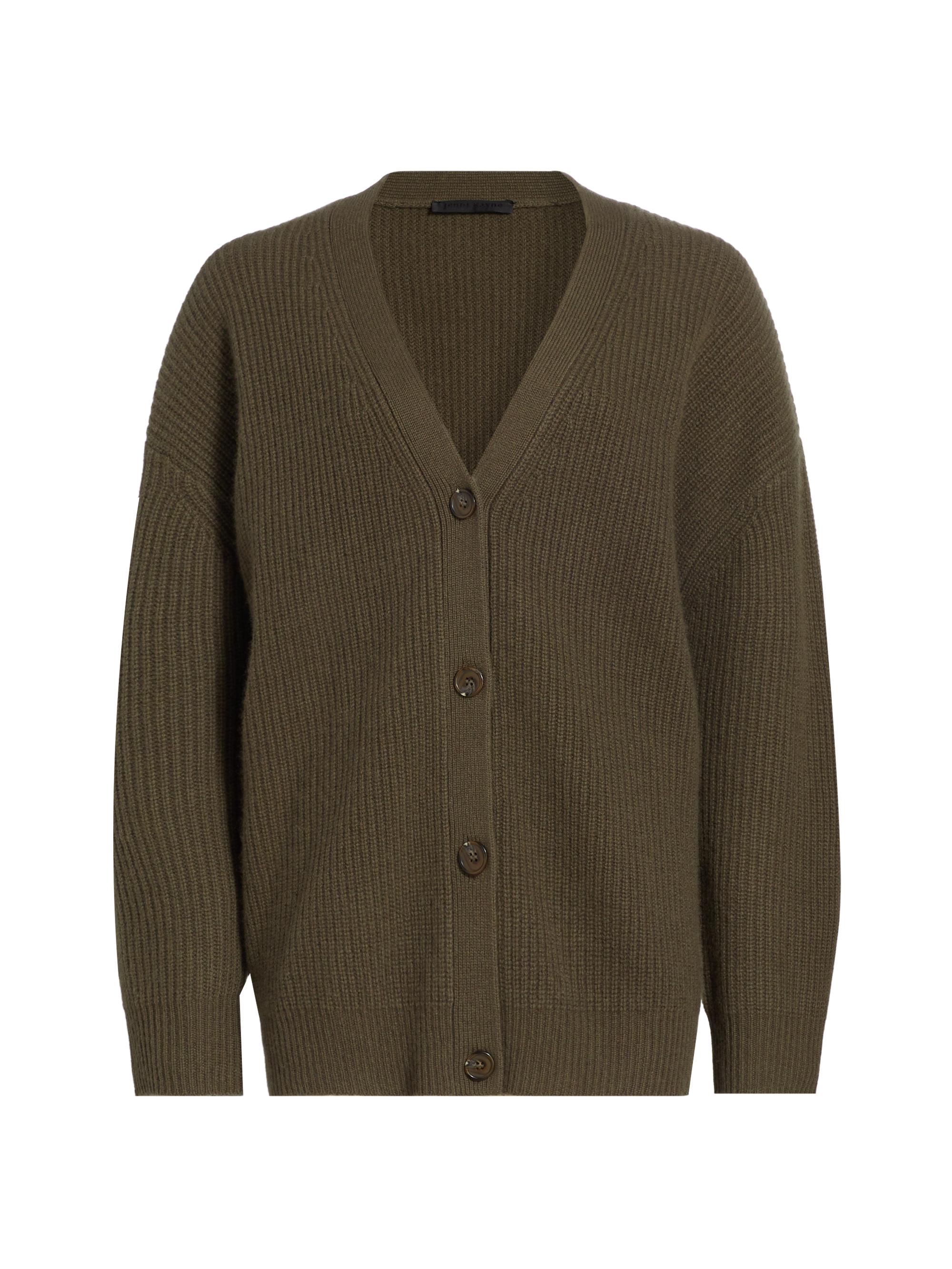Jenni Kayne Women's Ribbed Cashmere V-Neck Cardigan - Olive
