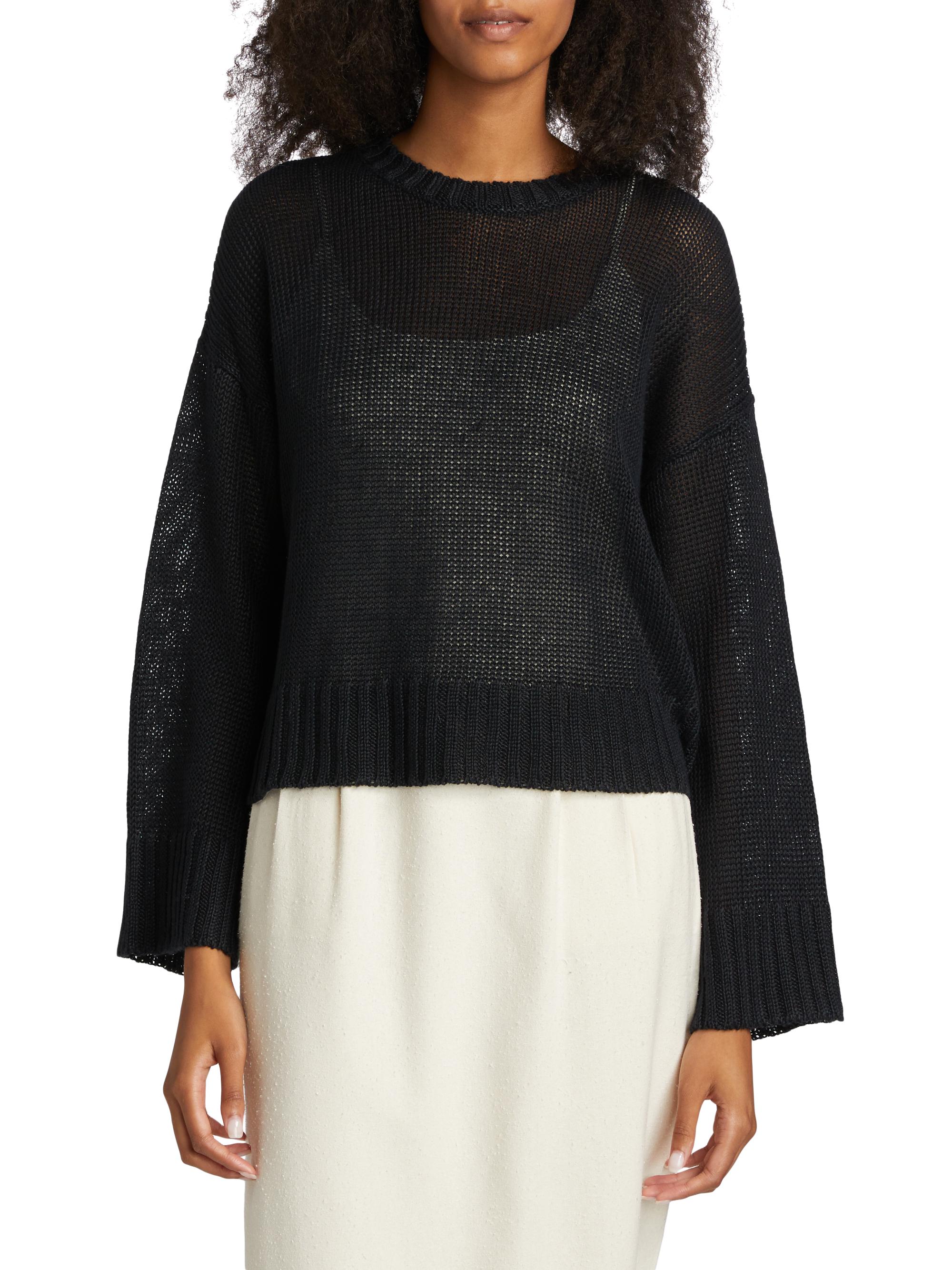 Jenni Kayne Cropped Linen Knit Crewneck Sweater | Saks Fifth Avenue
