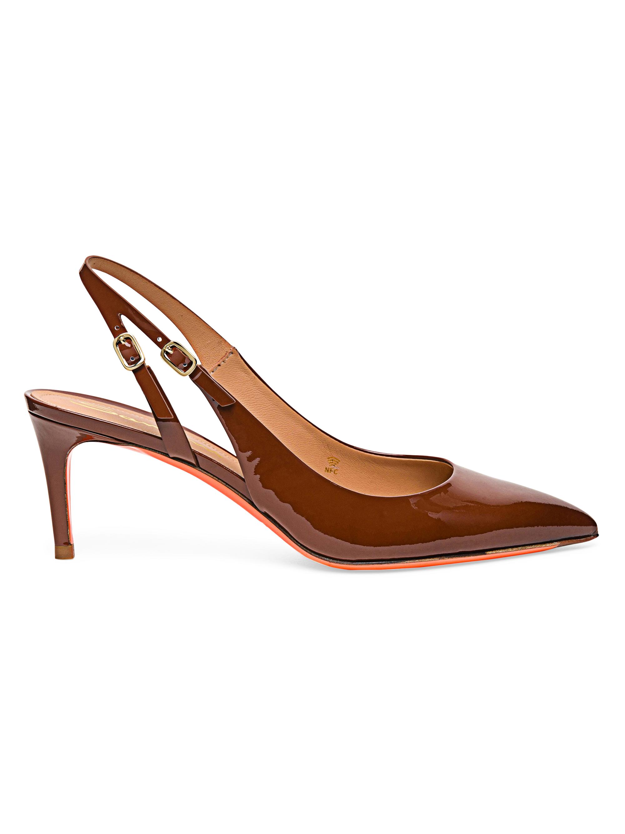 Santoni Women's Audrey 65MM Patent Leather Slingback Pumps - Brown