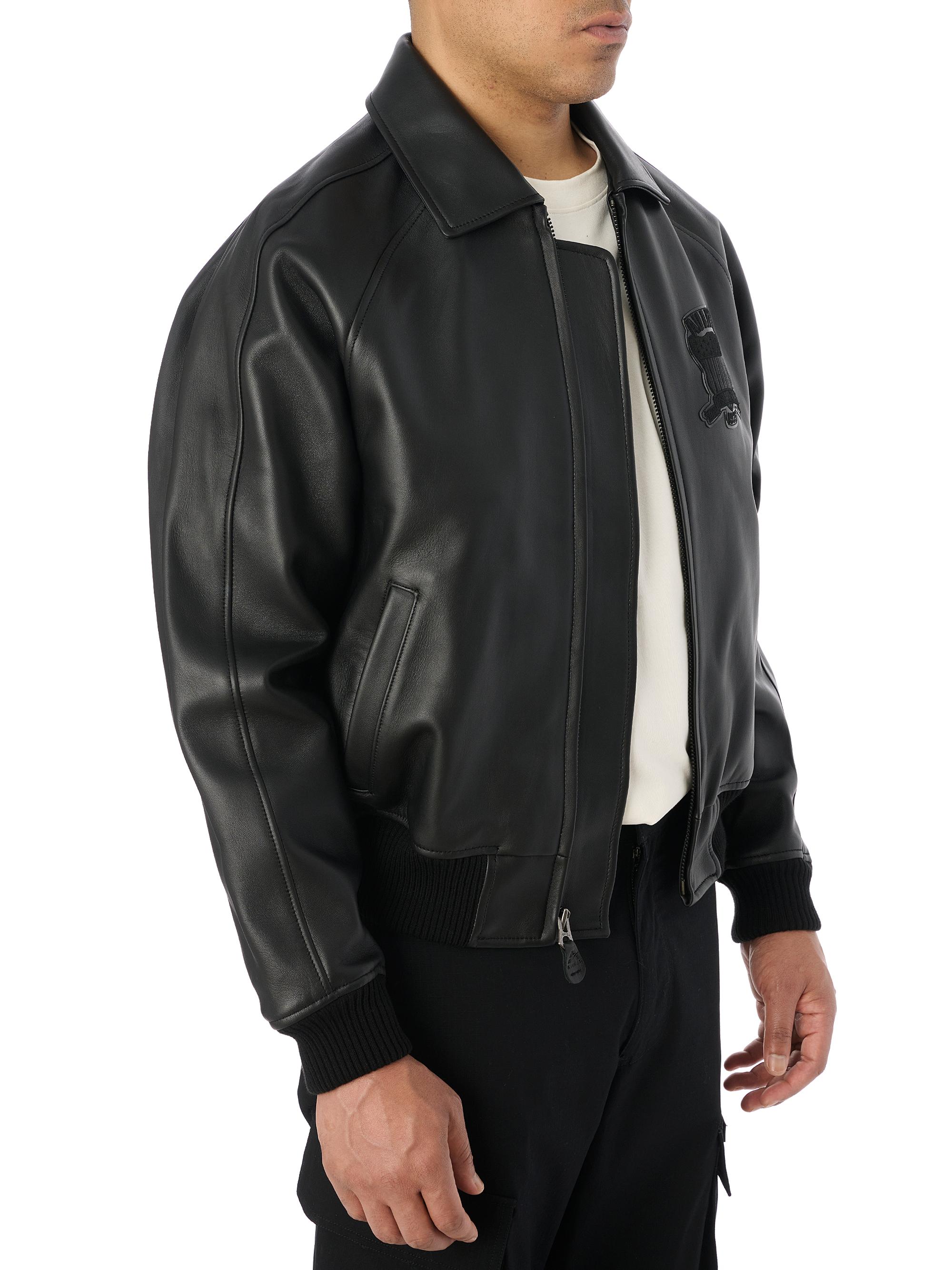 Avirex Black Icon Leather Bomber Jacket | Saks Fifth Avenue