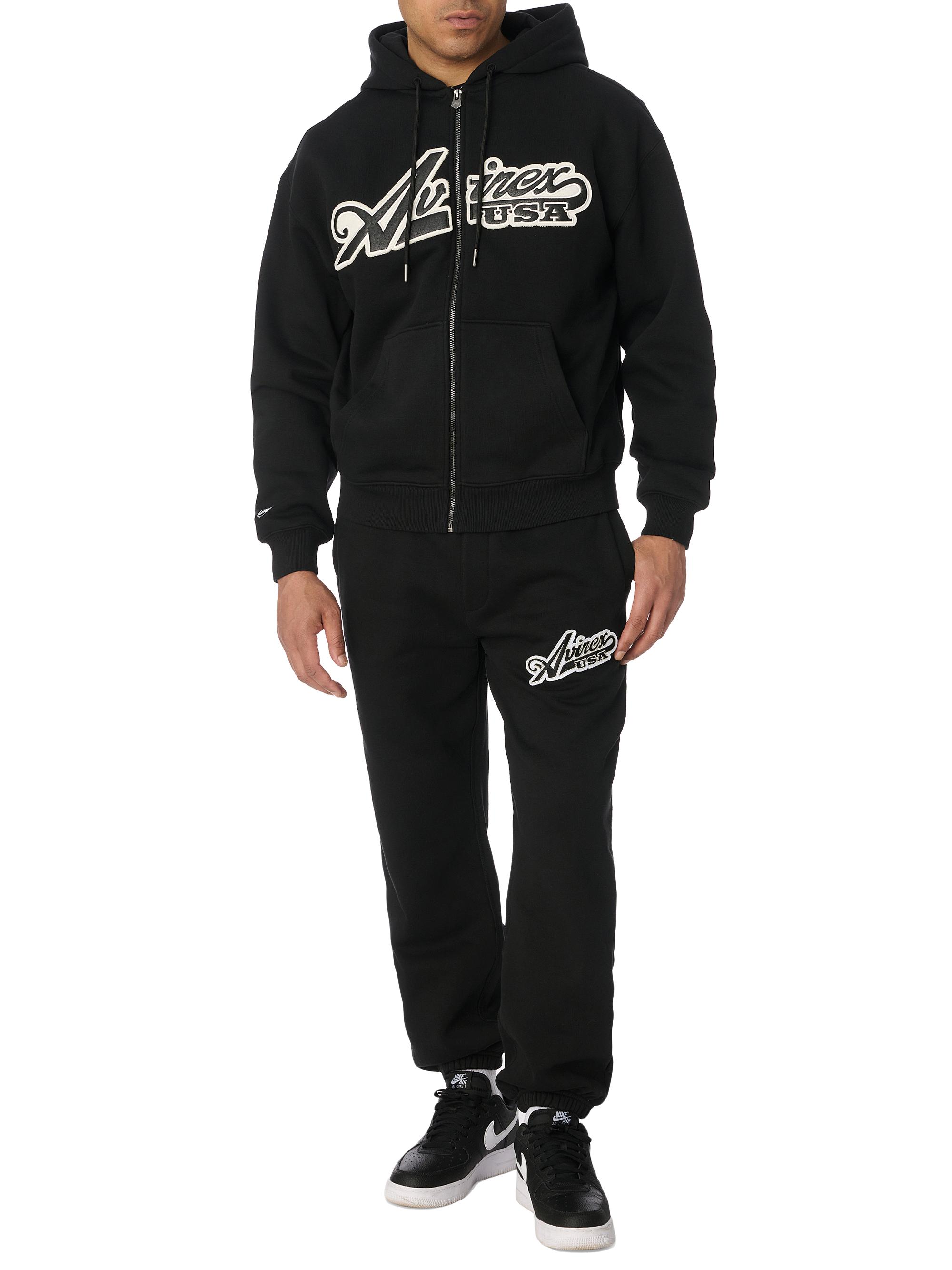 Avirex Men's Script Logo Cotton Hoodie - Black