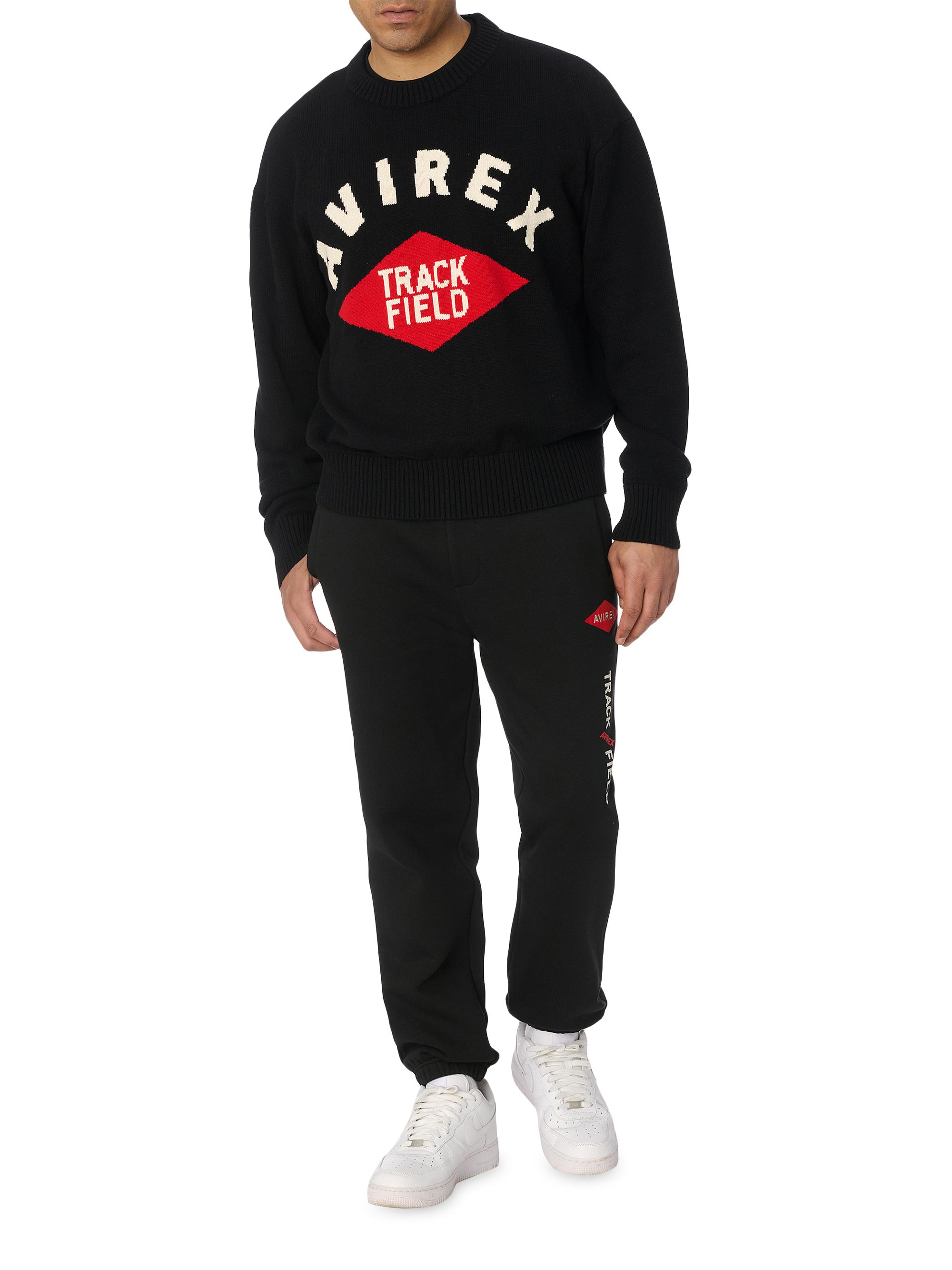 Avirex Men's Track N Field Cotton-Blend Sweater - Black
