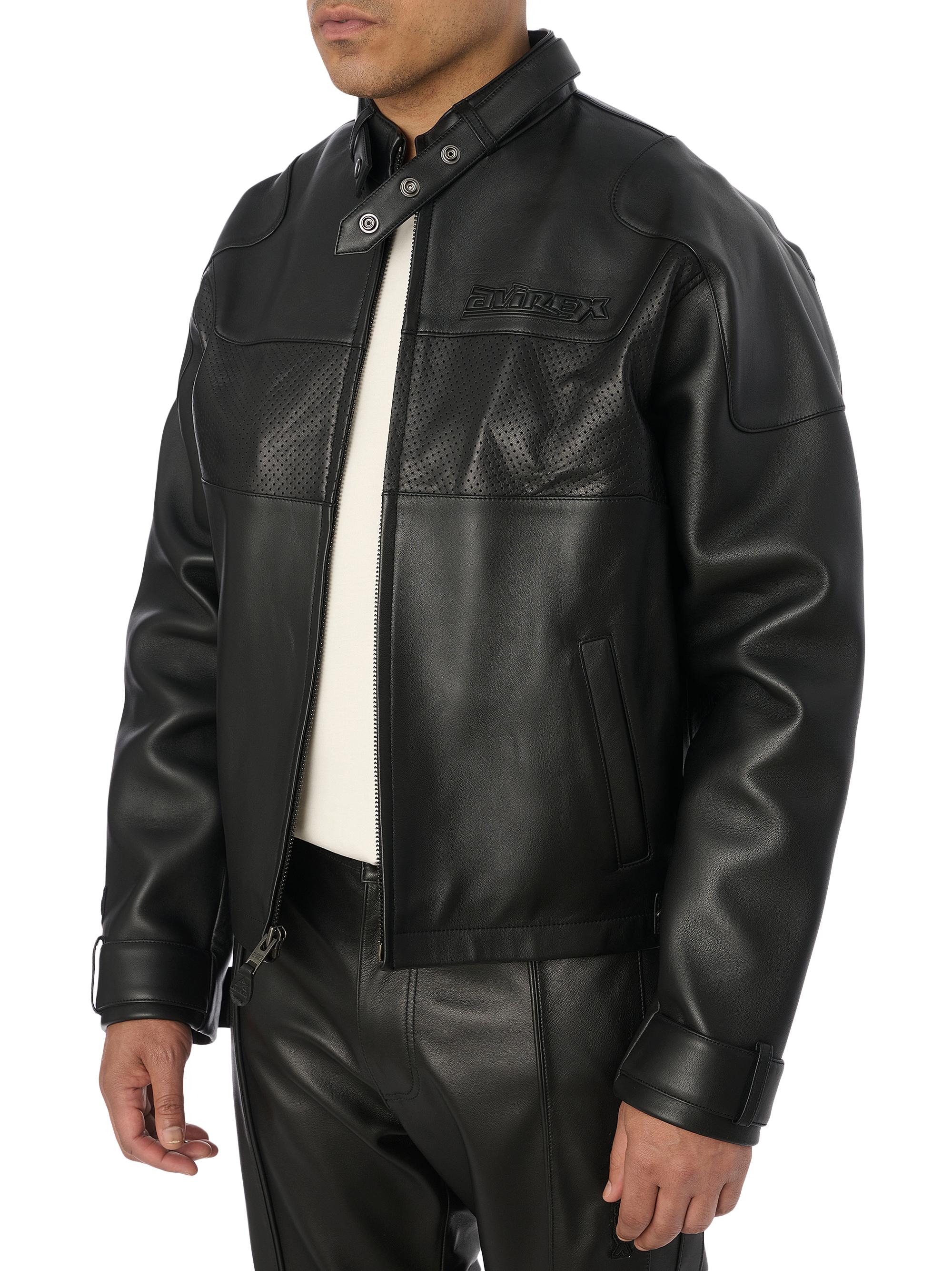 Avirex Black-Out Leather Racing Jacket | Saks Fifth Avenue