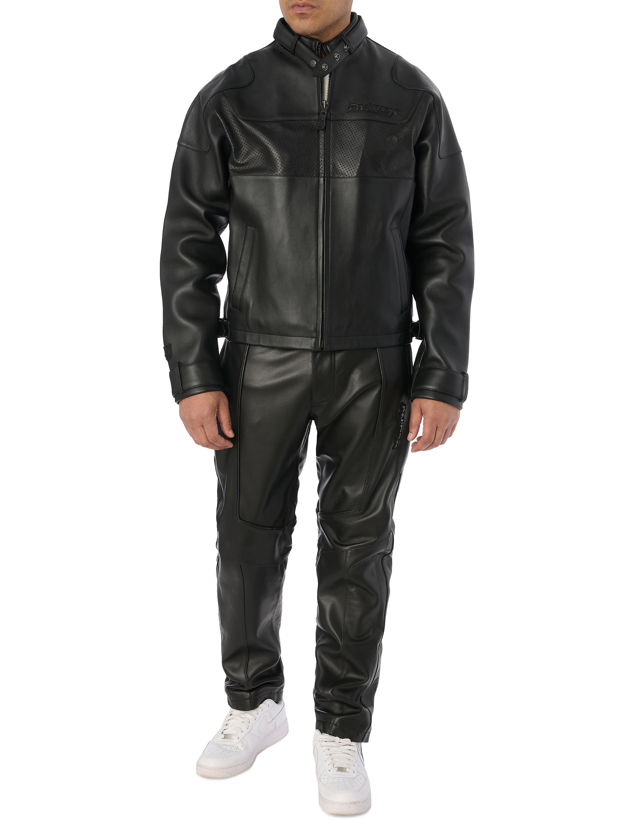 Avirex Black-Out Leather Racing Jacket | Saks Fifth Avenue