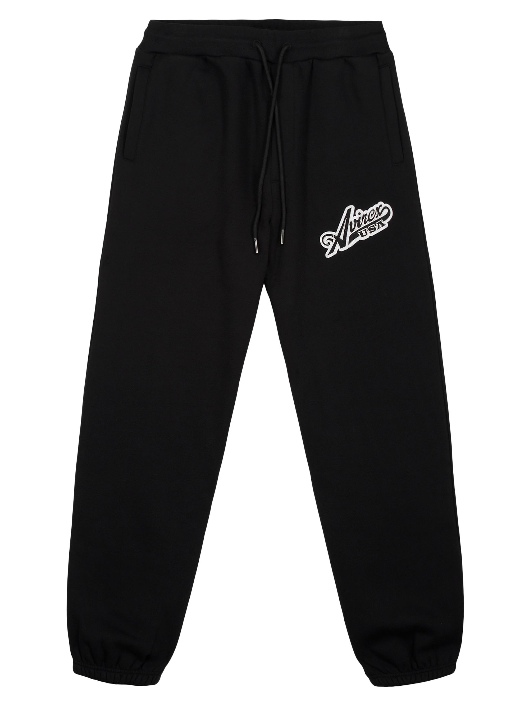 Avirex Men's Script Logo Cotton Joggers - Black