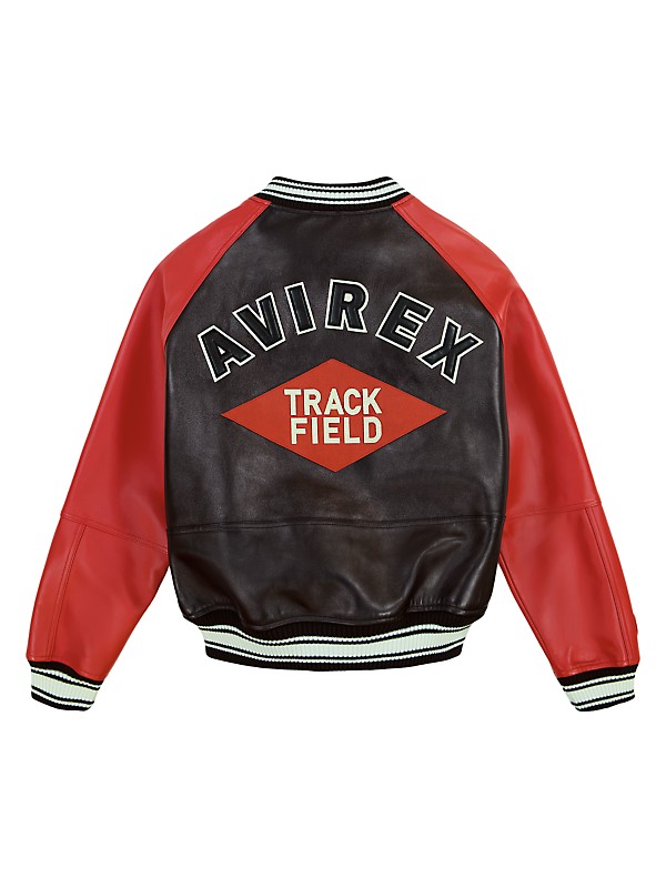 Shop Avirex Track N Field Leather Varsity Jacket | Saks Shop Avirex Track N Field Leather Varsity Jacket | Saks