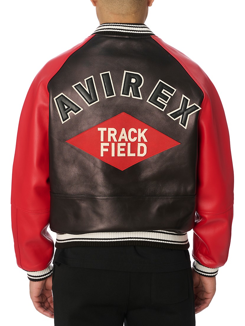 Shop Avirex Track N Field Leather Varsity Jacket | Saks Shop Avirex Track N Field Leather Varsity Jacket | Saks