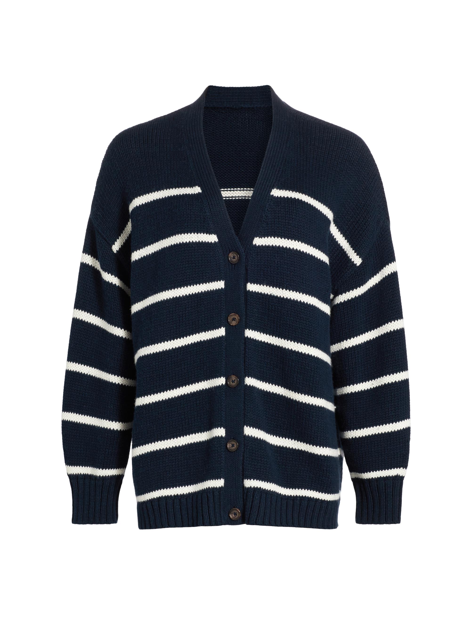 Jenni Kayne Women's Chloe Striped Cotton Cardigan - Navy  Stripe