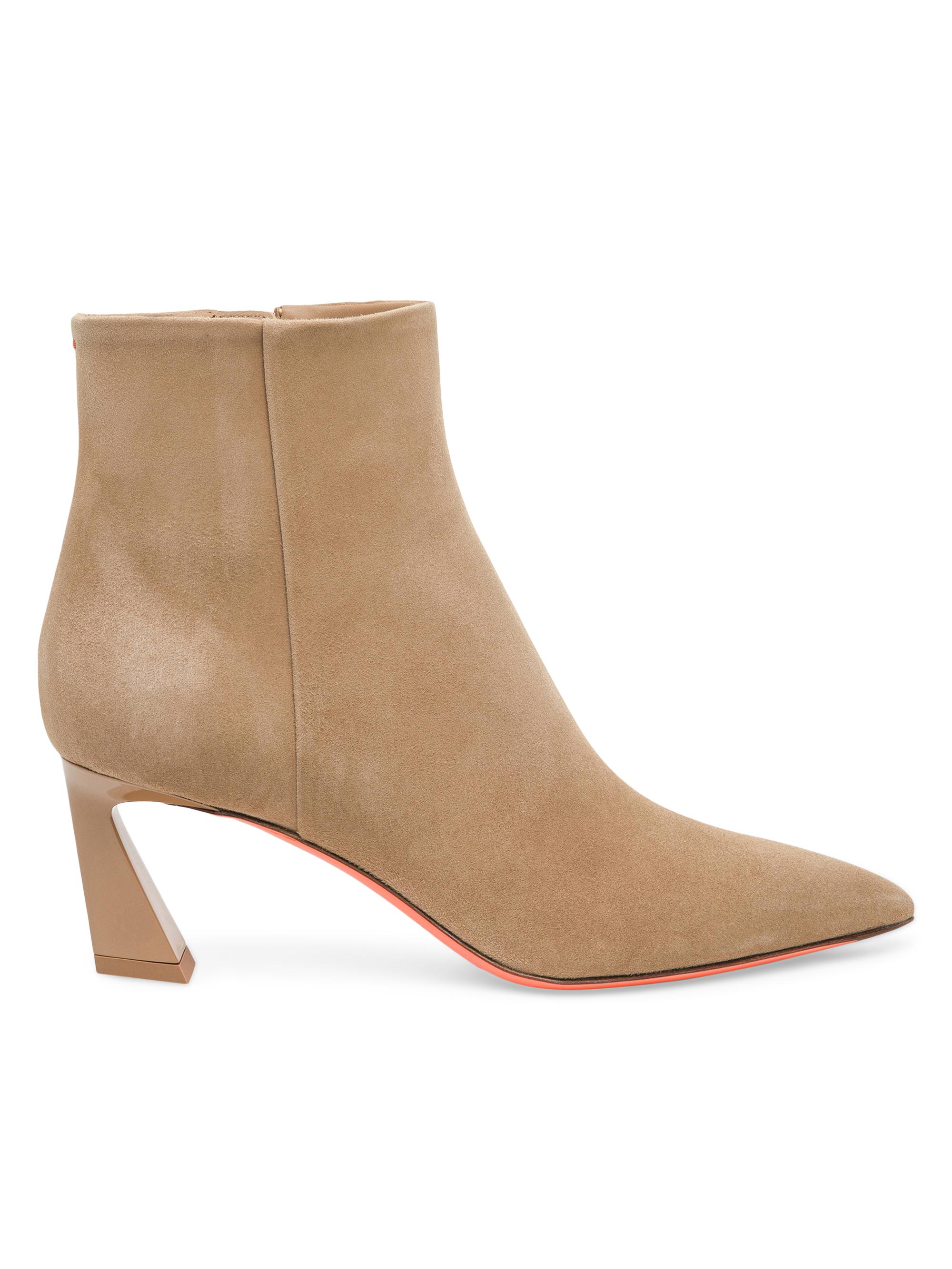 Santoni Women's Suede 65MM Ankle Booties - Beige