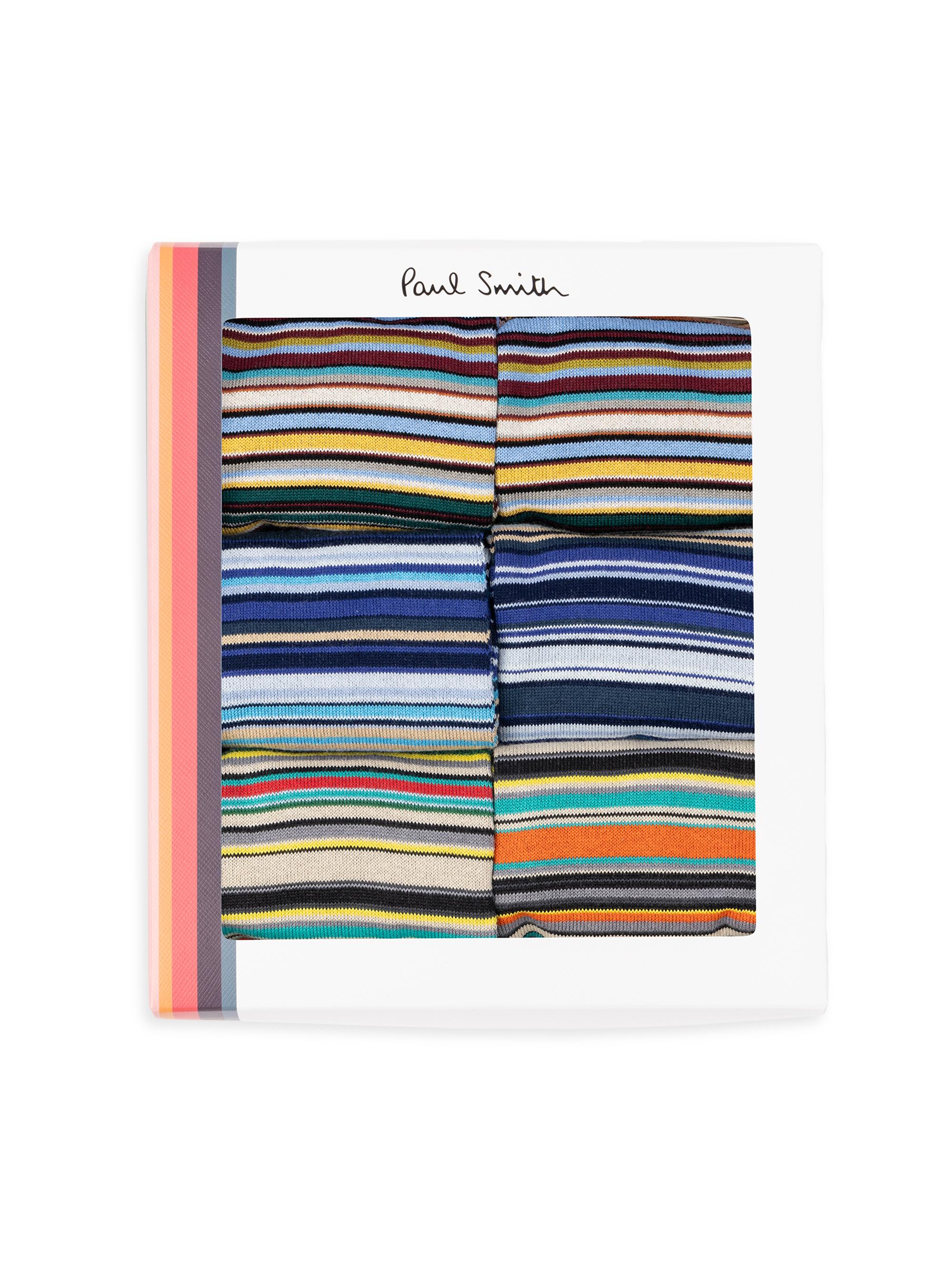 Paul Smith Men's Signature Stripe Crew Socks 6-Pack - Blue Multi