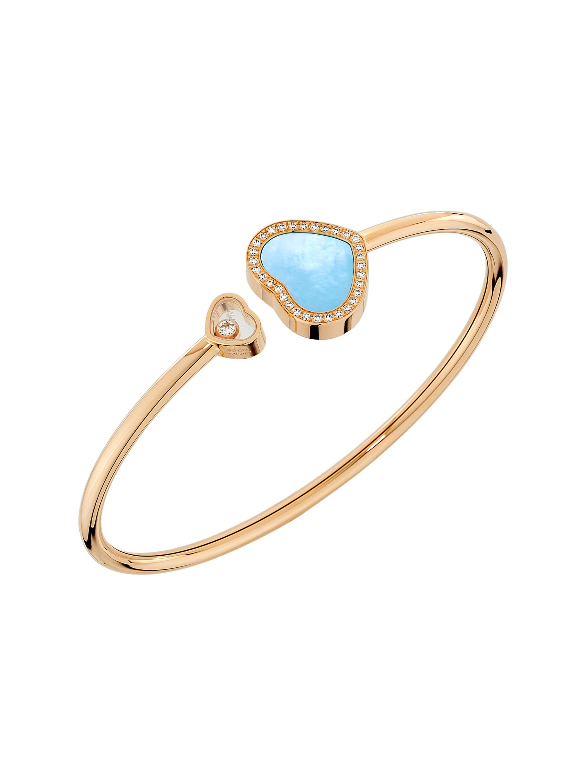 Chopard Women's Happy Hearts 18K Rose Gold, 0.19 TCW & Turquoise Mother-Of-Pearl Cuff - Rose Gold