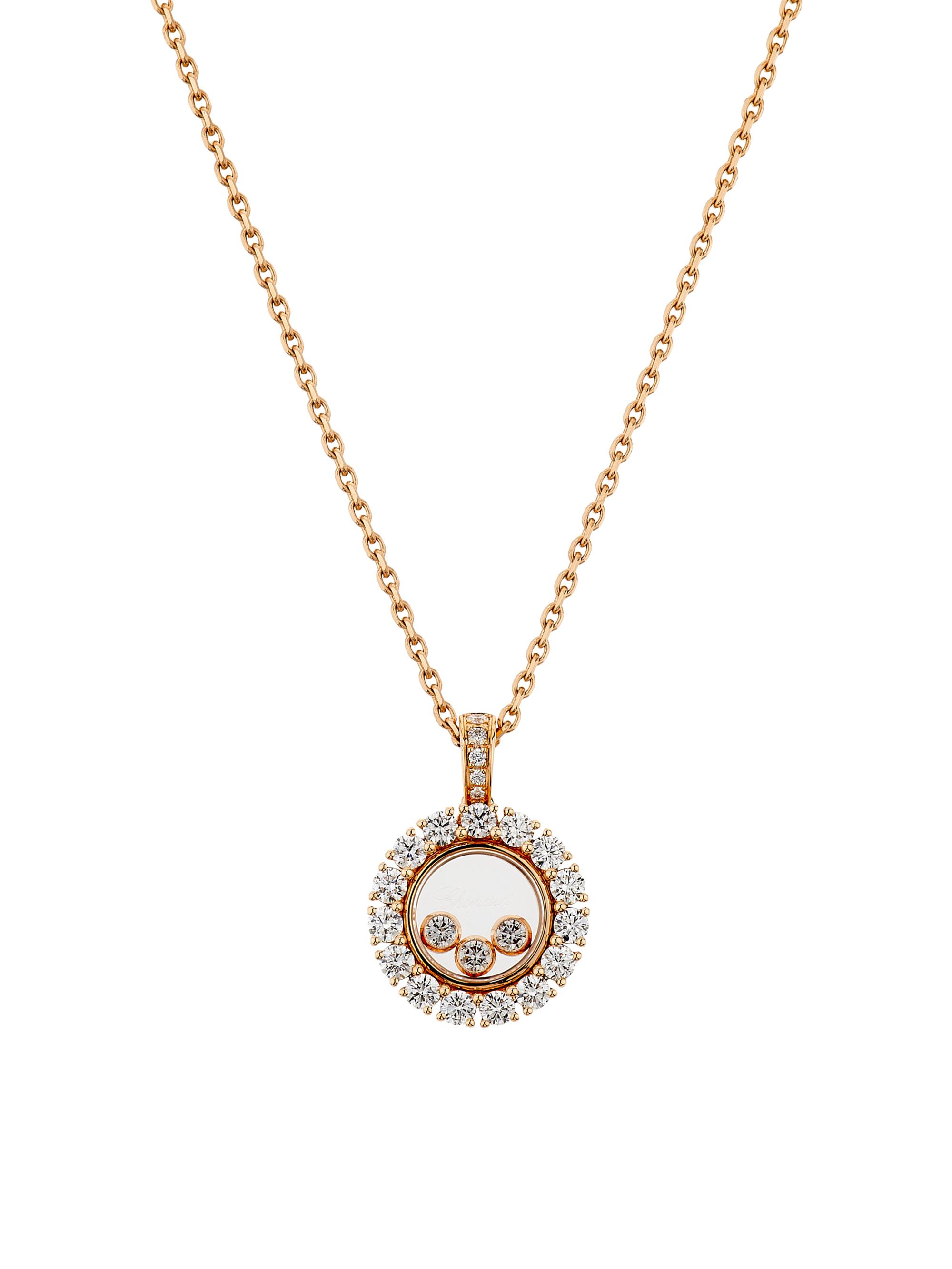 Chopard Women's Happy Diamonds 18K Rose Gold & 0.89 TCW Diamond Pendant Necklace - Rose Gold