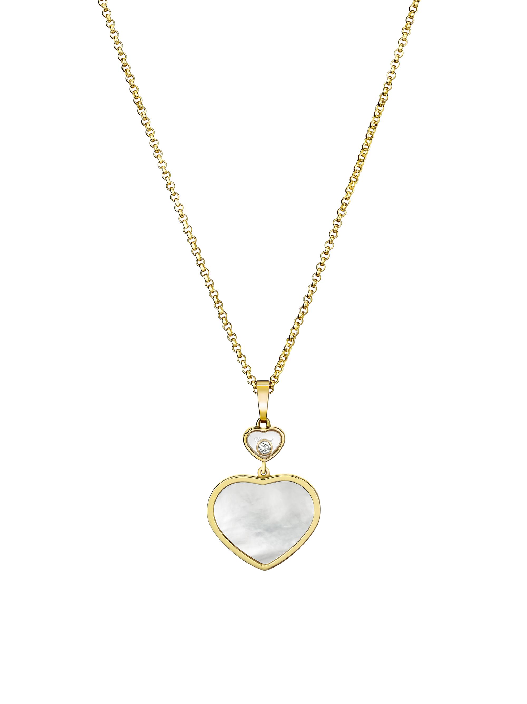Chopard Women's Happy Hearts 18K Yellow Gold, Mother-Of-Pearl & 0.05 TCW Diamond Pendant Necklace - Yellow Gold