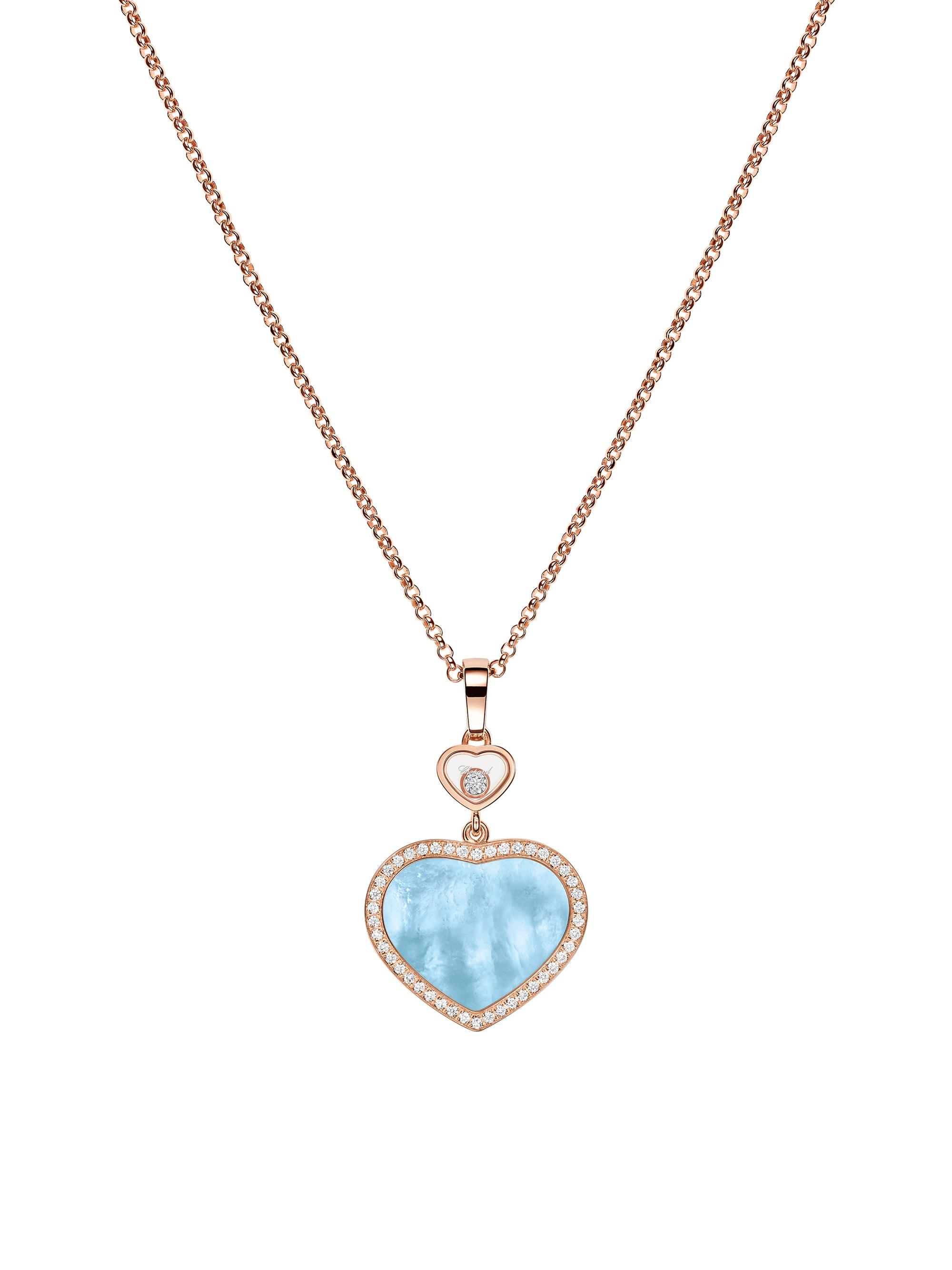 Chopard Women's Happy Hearts 18K Rose Gold, Turquoise Mother-Of-Pearl & 0.24 TCW Diamond Pendant Necklace - Rose Gold