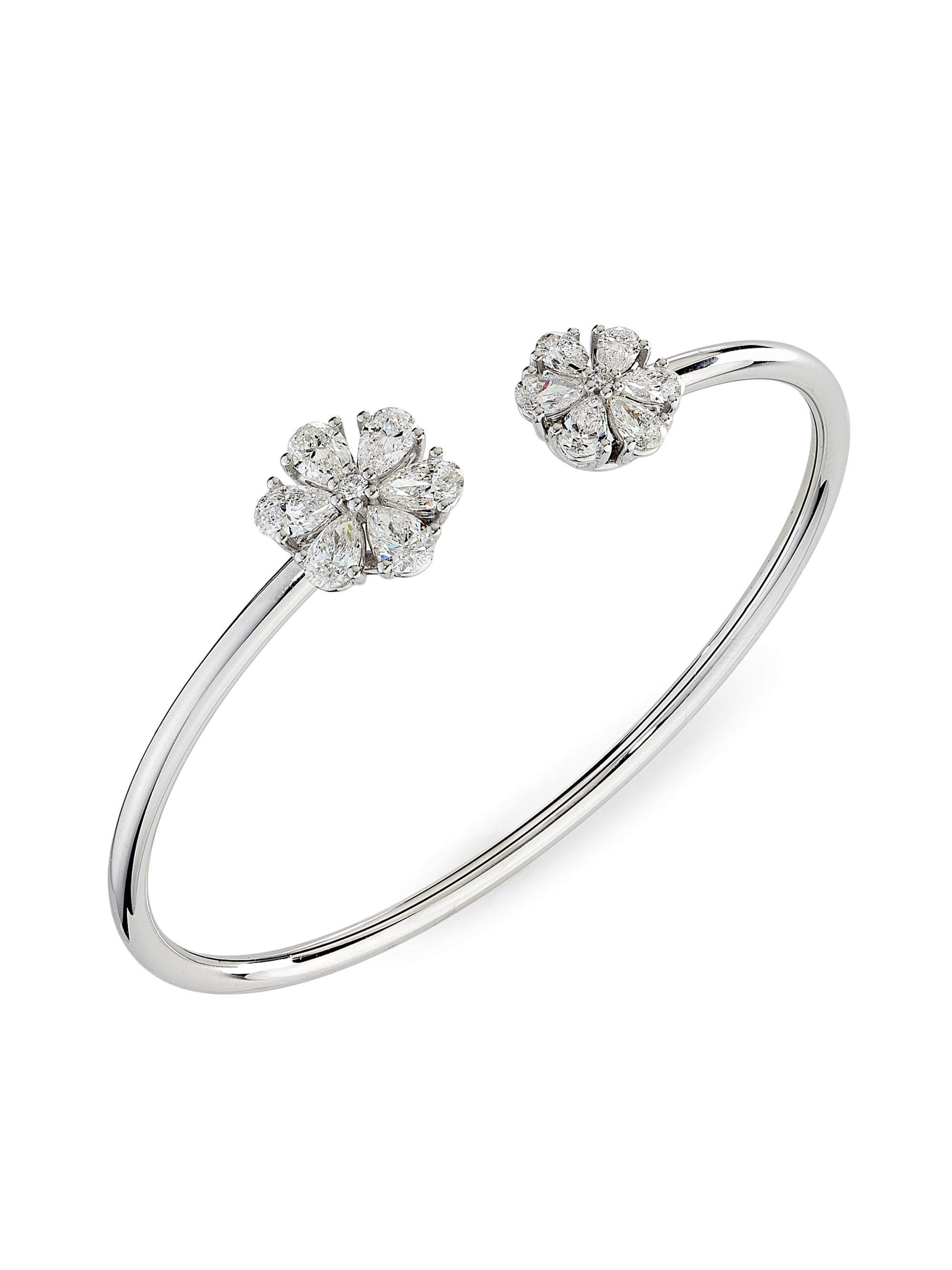 Chopard Women's LHeure Du Diamant 18K White Gold & 2.39 TCW Diamond Flower Cuff - White Gold
