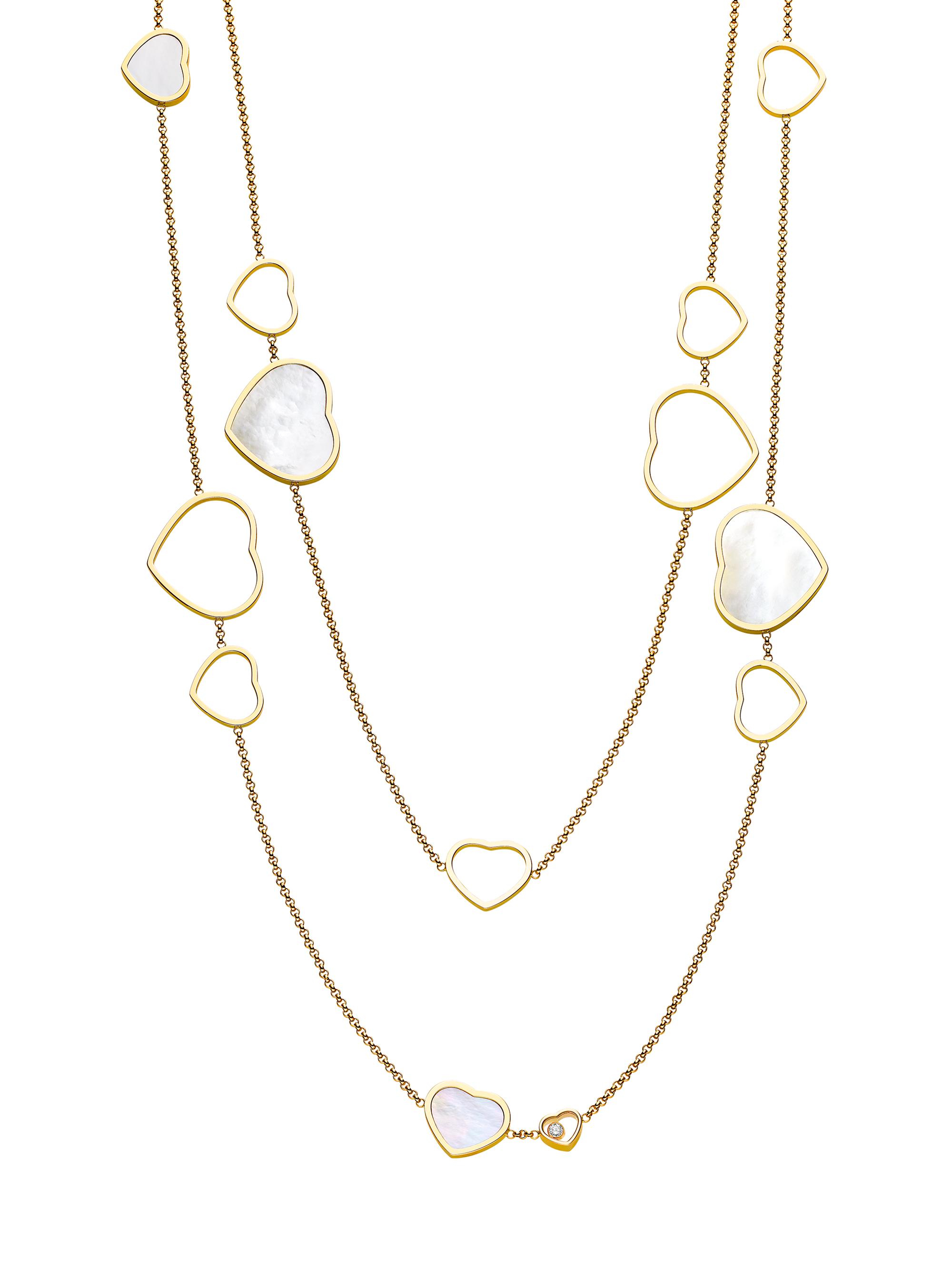 Chopard Women's Happy Hearts 18K Rose Gold, Mother-Of-Pearl & 0.15 TCW Diamond Sautoir Necklace - Yellow Gold