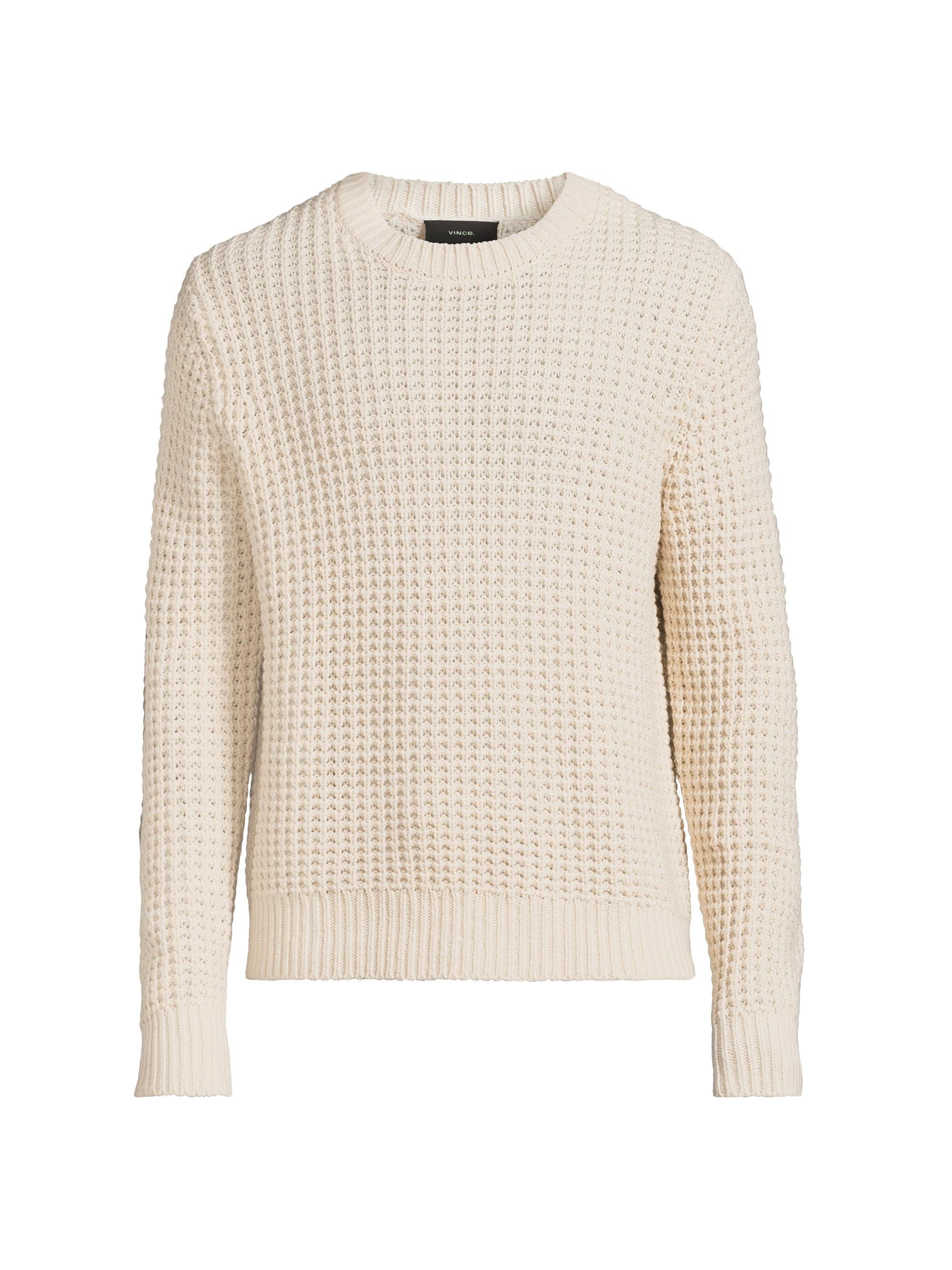 Vince Men's Macro Waffle Knit Crewneck Sweater - Pebble White