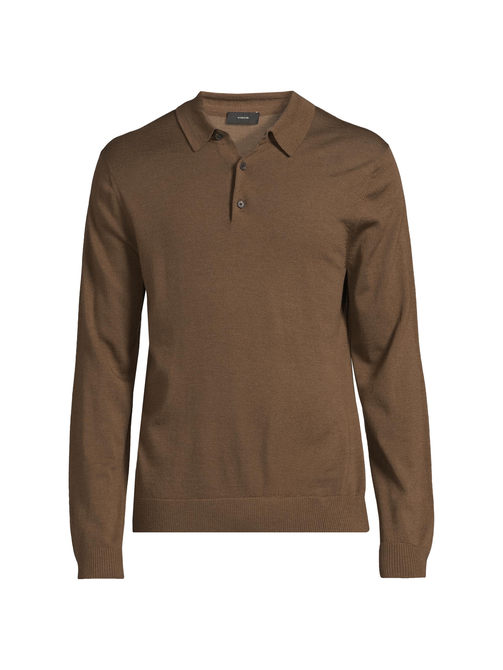 Vince Men's Merino Wool Polo Sweater - Dark Leaf