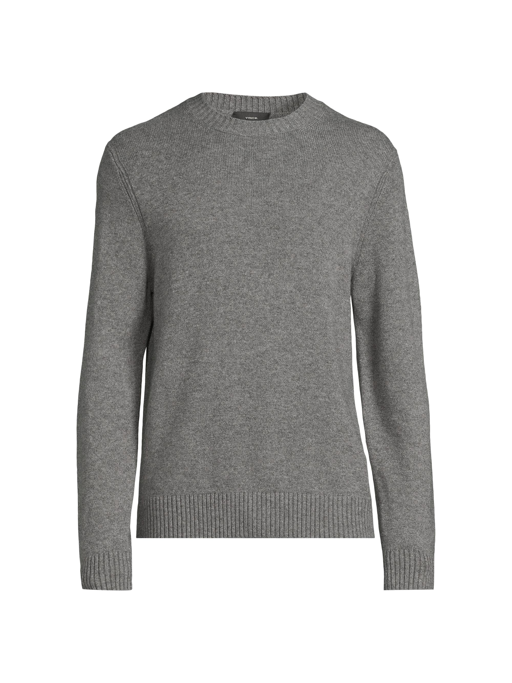 Vince Men's Wool-Cashmere Crewneck Sweater - Medium Heather Grey