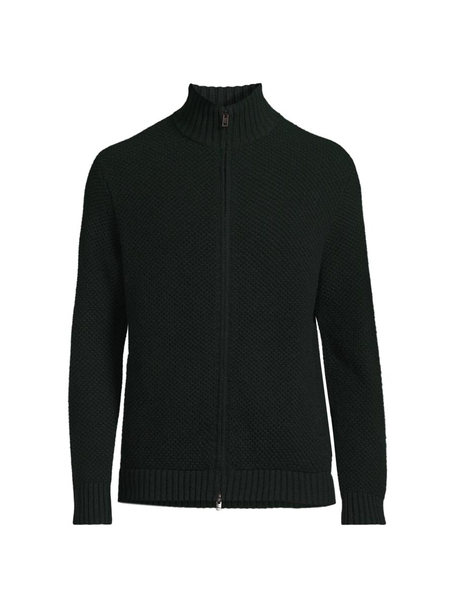 Vince Wool Piqué Zip-Front Cardigan | Saks Fifth Avenue
