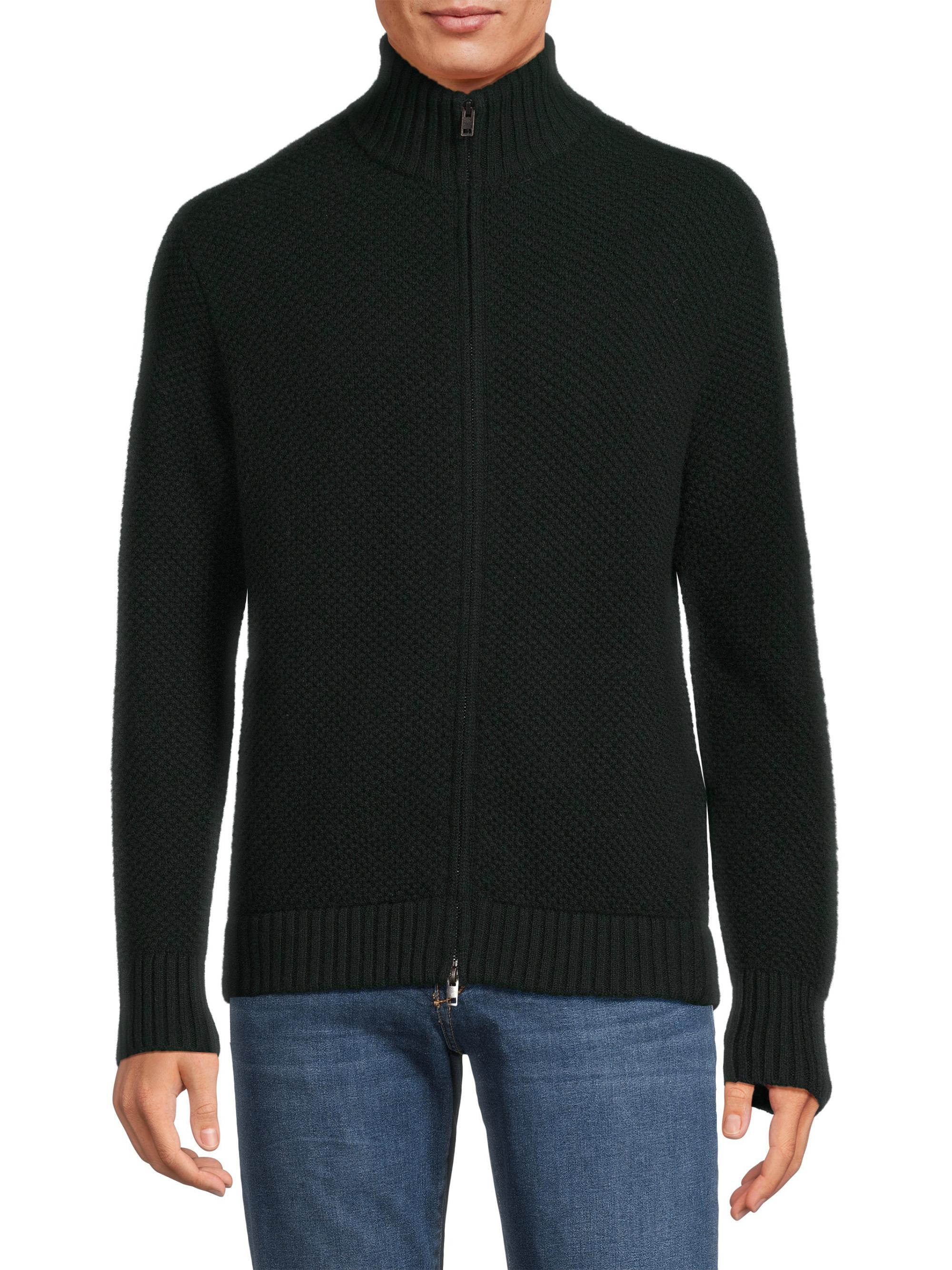 Vince Wool Piqué Zip-Front Cardigan | Saks Fifth Avenue