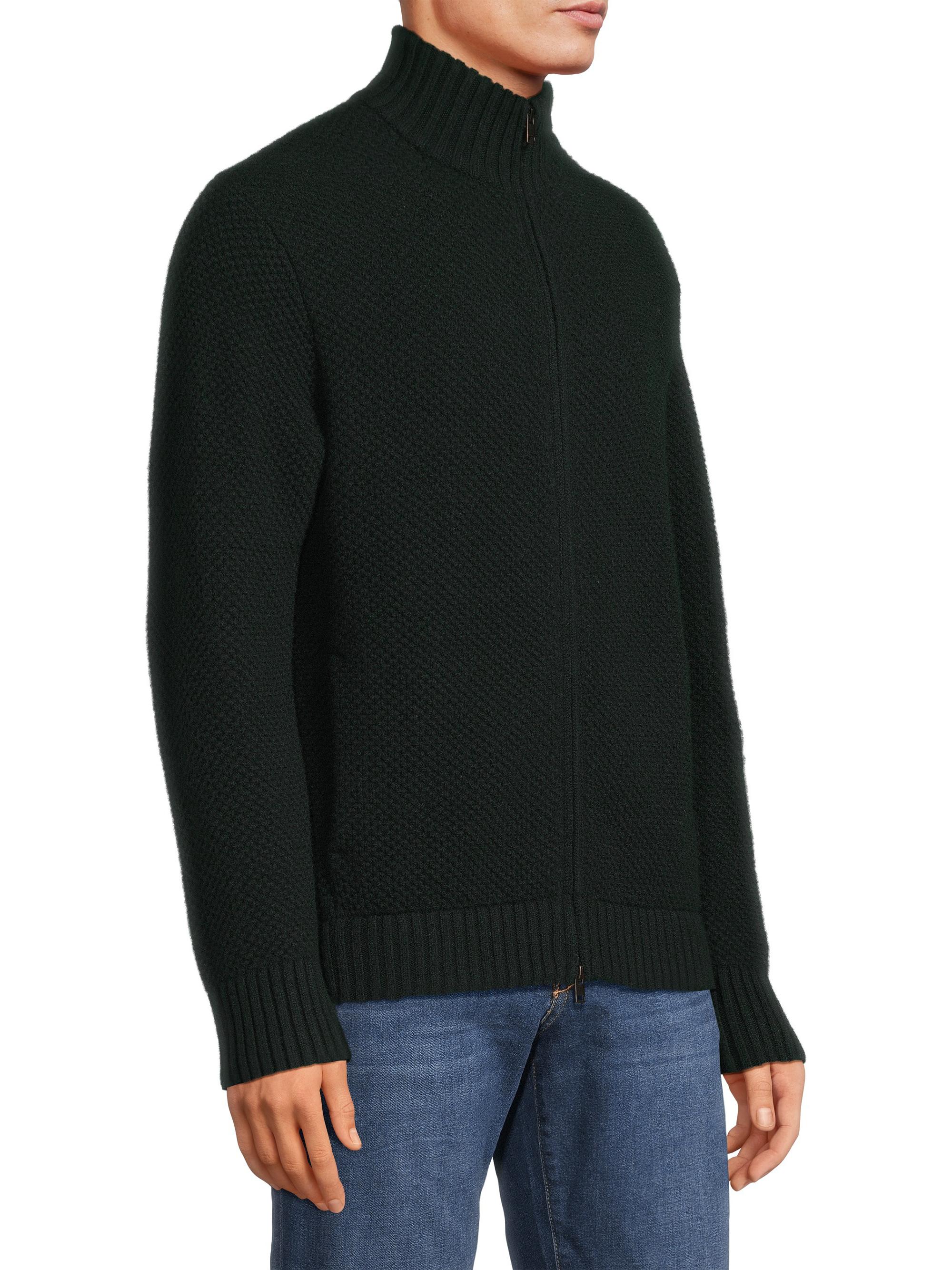Vince Wool Piqué Zip-Front Cardigan | Saks Fifth Avenue