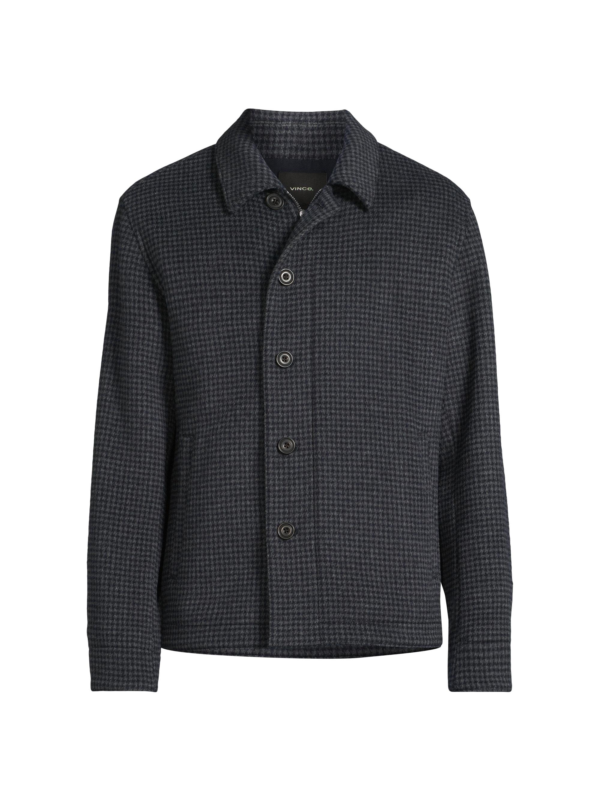 Vince Men's Houndstooth Wool-Blend Knit Jacket - Coastal Grey