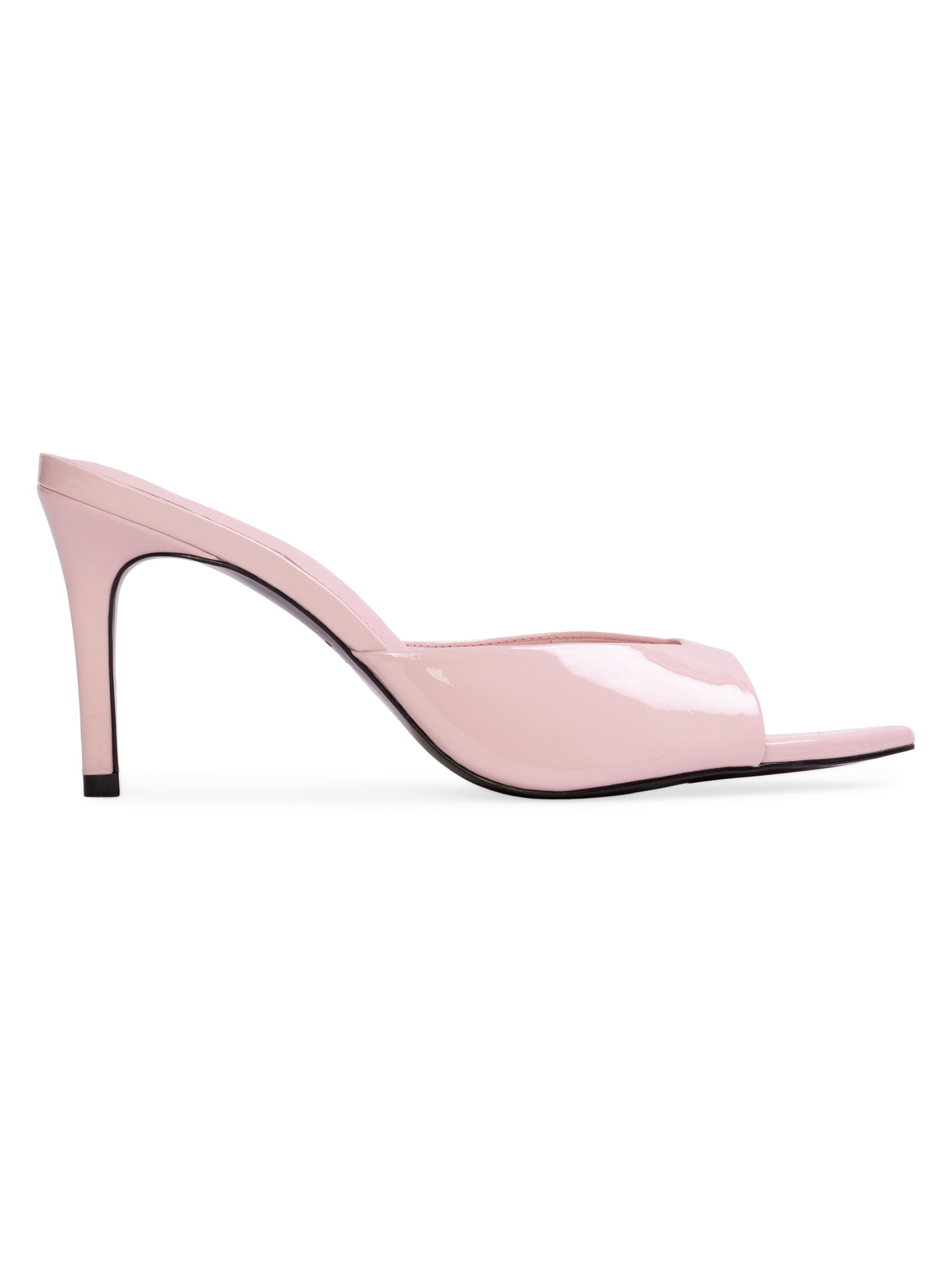 Black Suede Studio Women's Brea 80MM Patent Leather Mules - Powder Pink