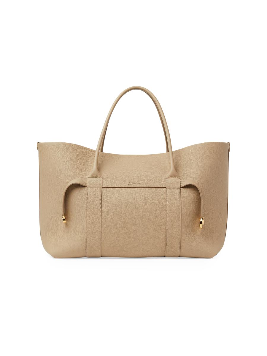 Loro Piana Women's Large Ghiera Leather Shopper Tote Bag In Brown