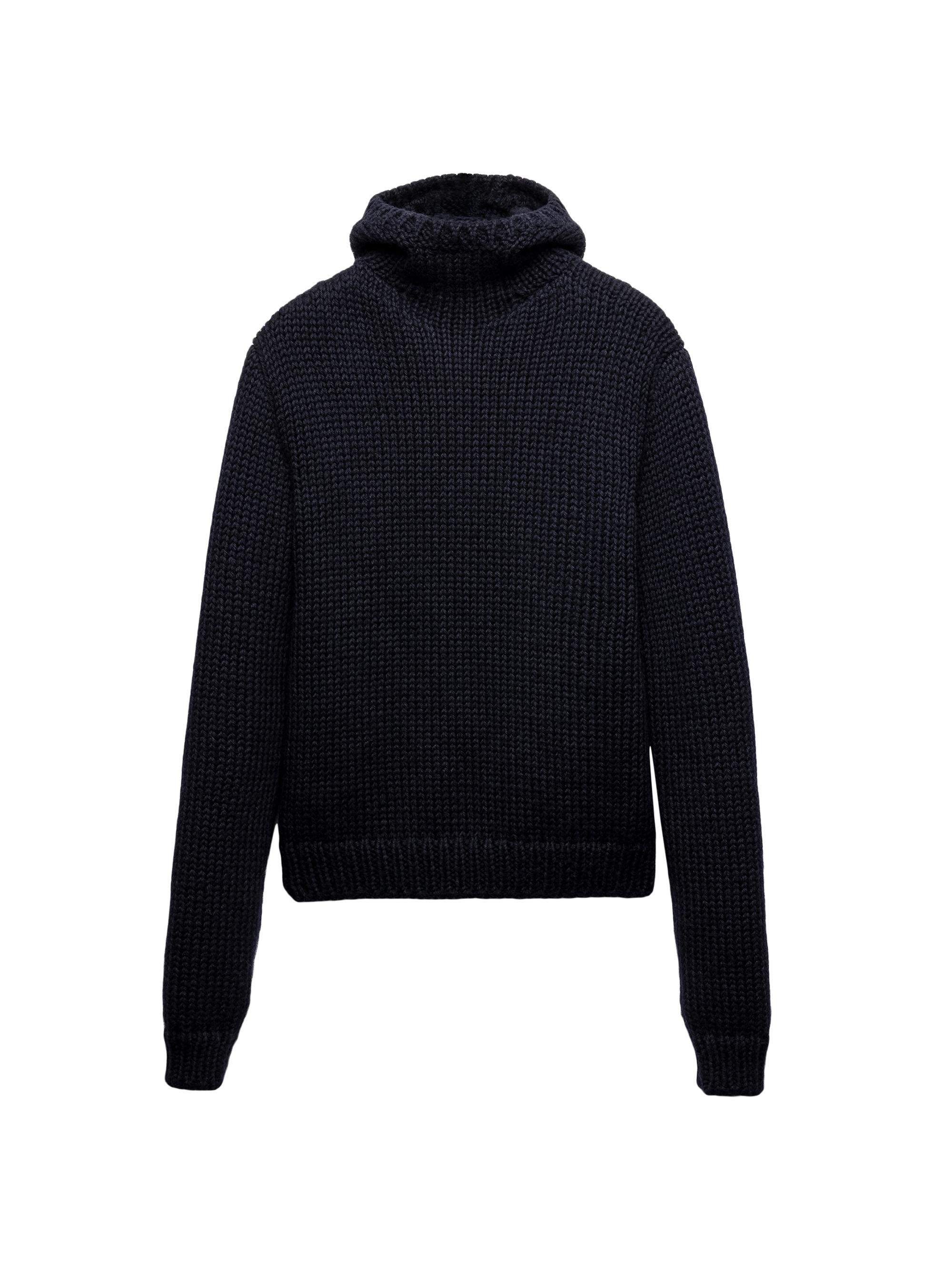 Prada Men's Wool Hooded Sweater - Blue