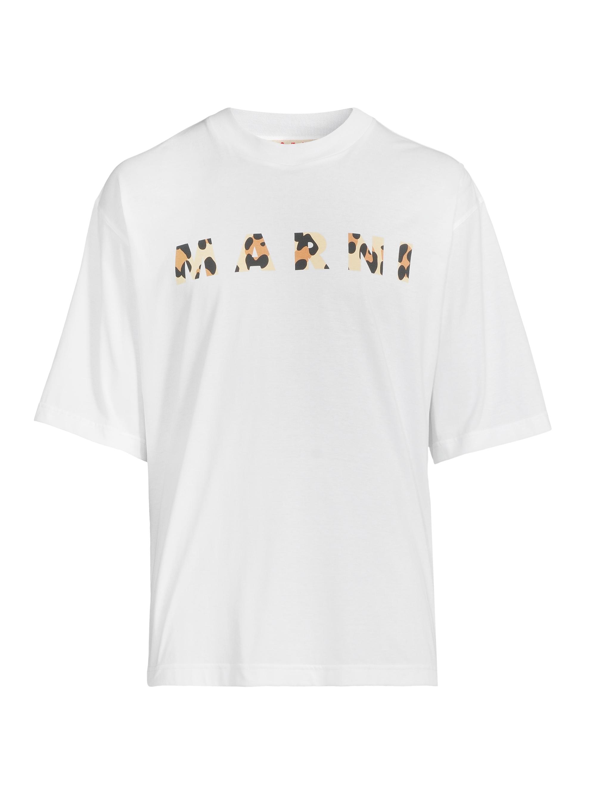 Marni Men's Leopard Logo Cotton Jersey T-Shirt - White