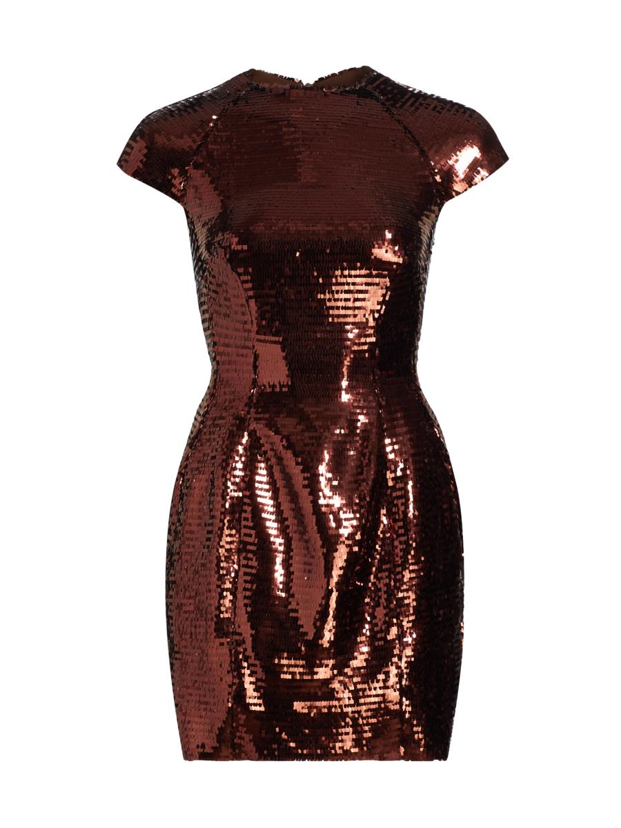 Toccin Women's Kristen Sequin Cap-sleeve Minidress In Brown