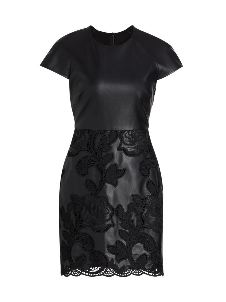 Toccin Women's Demi Vegan-leather Cap-sleeve Minidress In Black