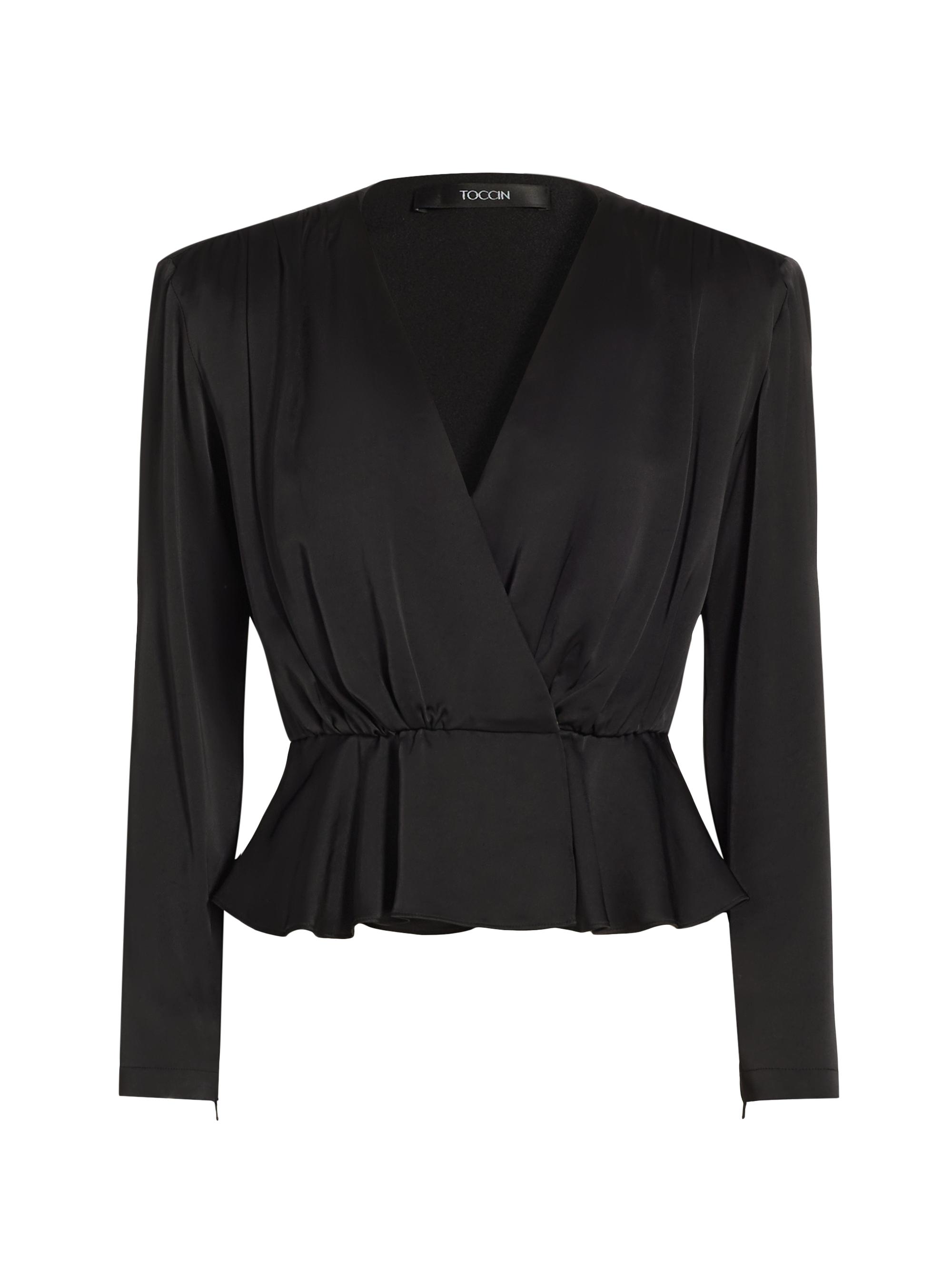 Toccin Women's Adeline Long-Sleeve Surplice-Neck Top - Jet