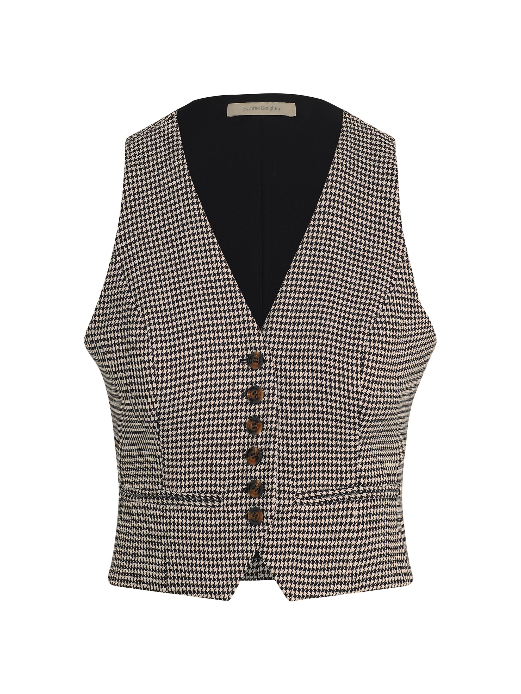 Favorite Daughter Houndstooth Button-Front Vest Saks Fifth Avenue