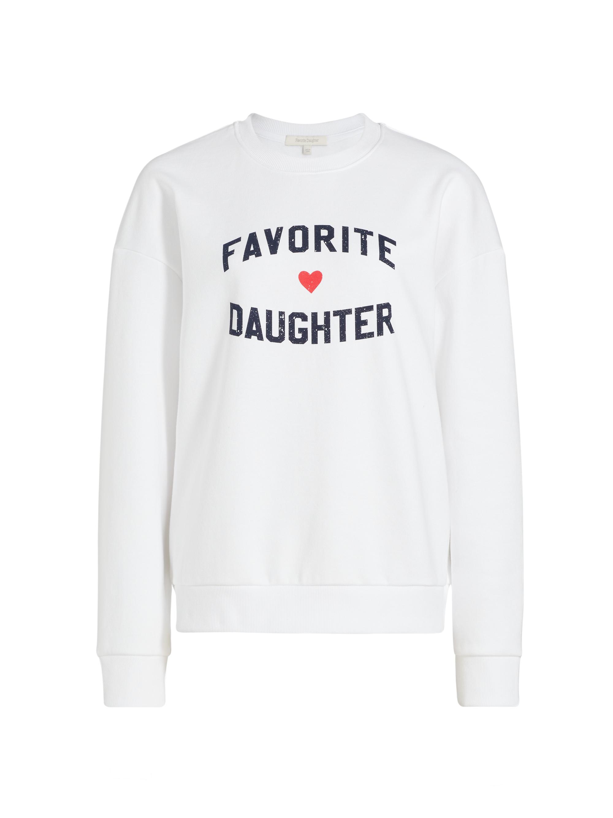 Favorite Daughter Women's  Heart Logo Sweatshirt - White With Navy