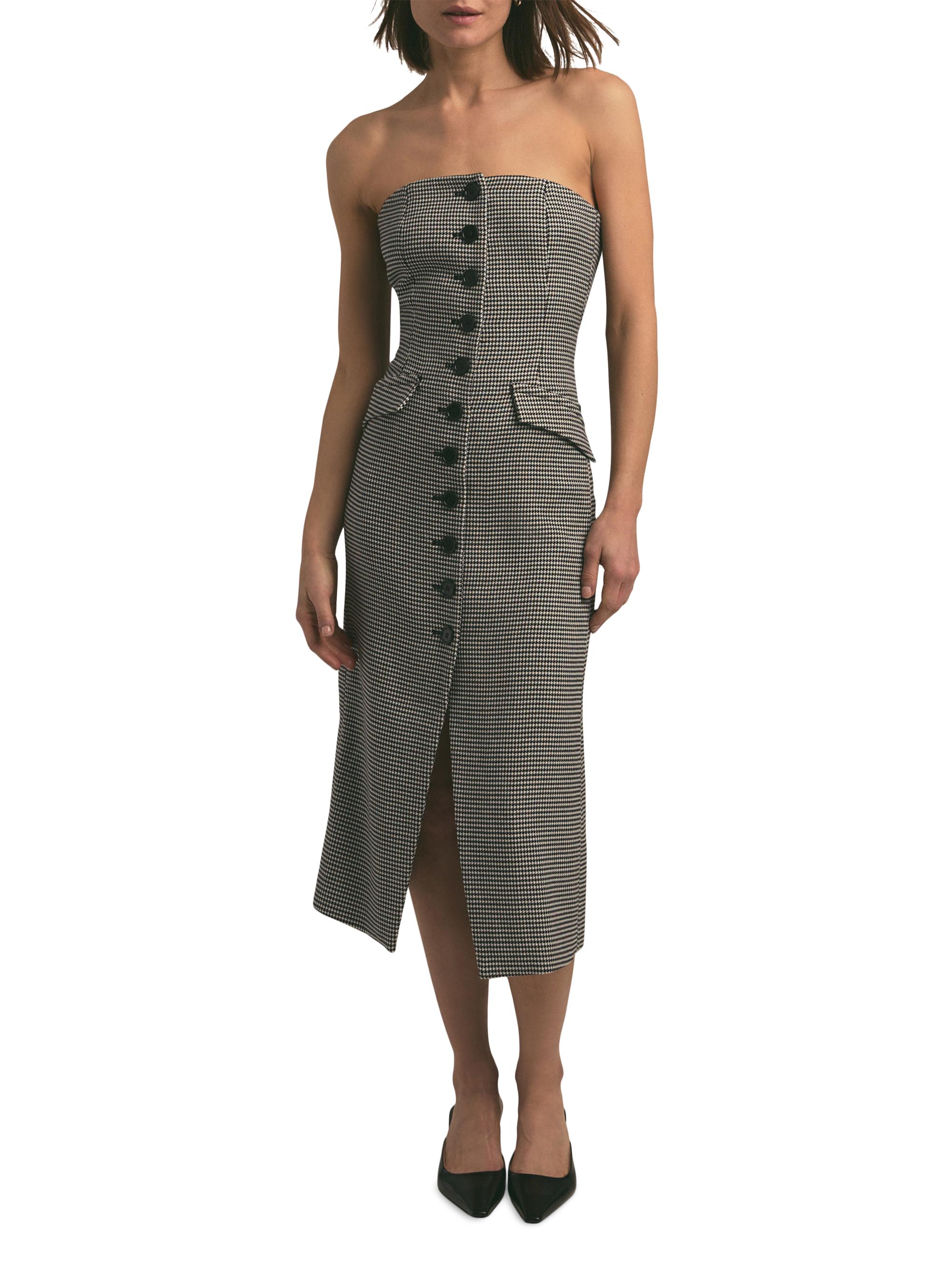 Favorite Daughter Phoebe Houndstooth Strapless Midi-Dress | Saks Fifth  Avenue