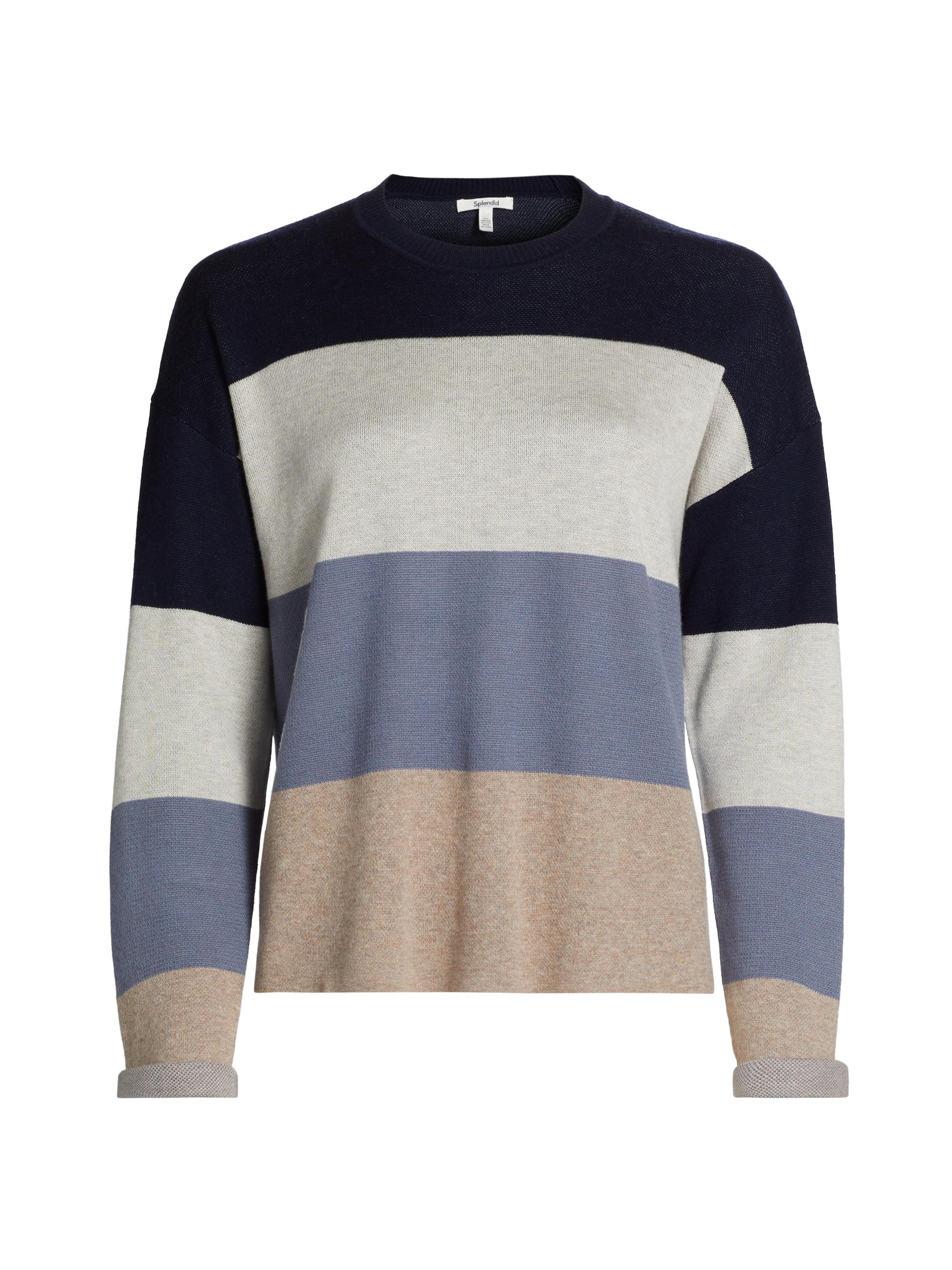 Splendid Women's Georgie Striped Crewneck Sweater - Blue Oat Multi