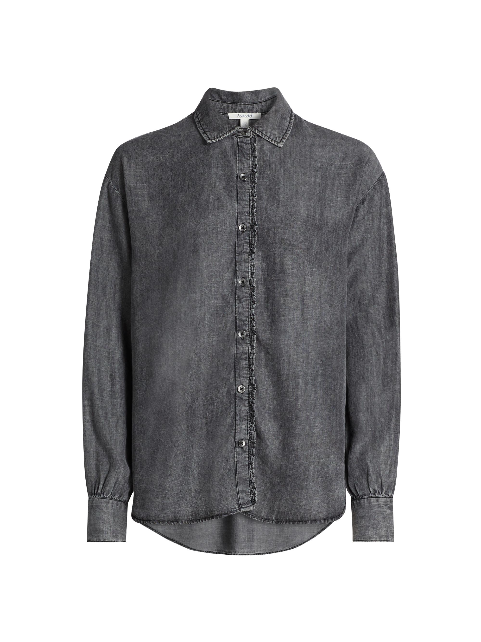 Splendid Women's Lia Ruffled Button-Up Shirt - Washed Black
