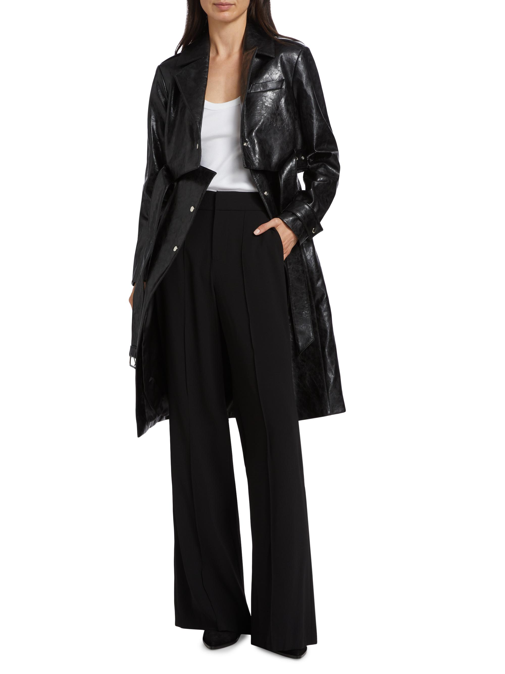 Lamarque Katija Faux-Leather Single-Breasted Trench Coat