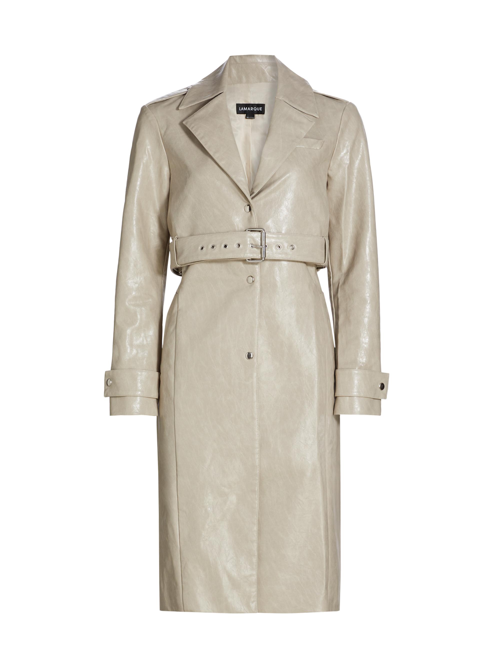 Lamarque Women's Katija Faux-Leather Single-Breasted Trench Coat - Clay