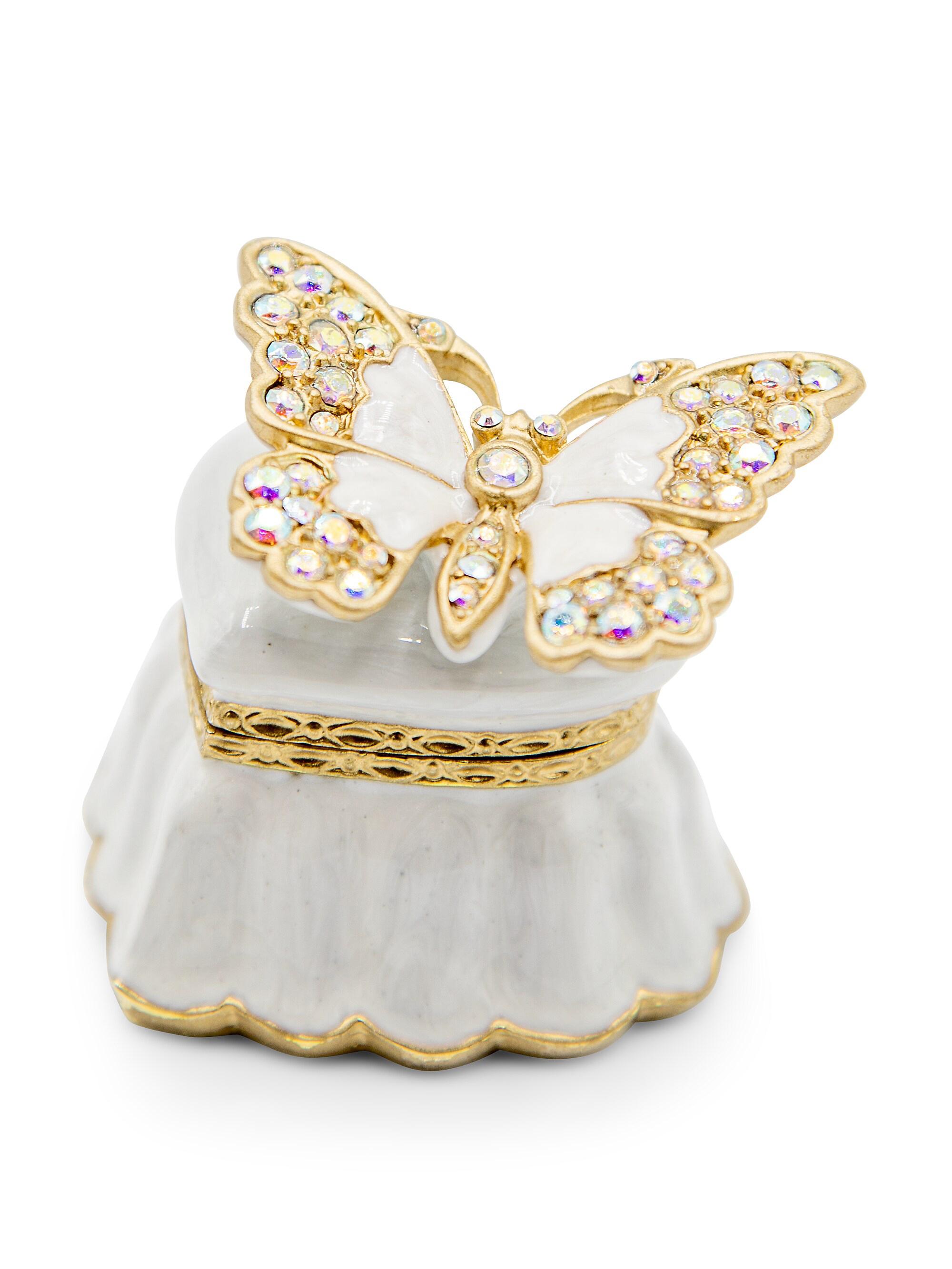Jay Strongwater Love Emma Mini Heart Box - White Opal